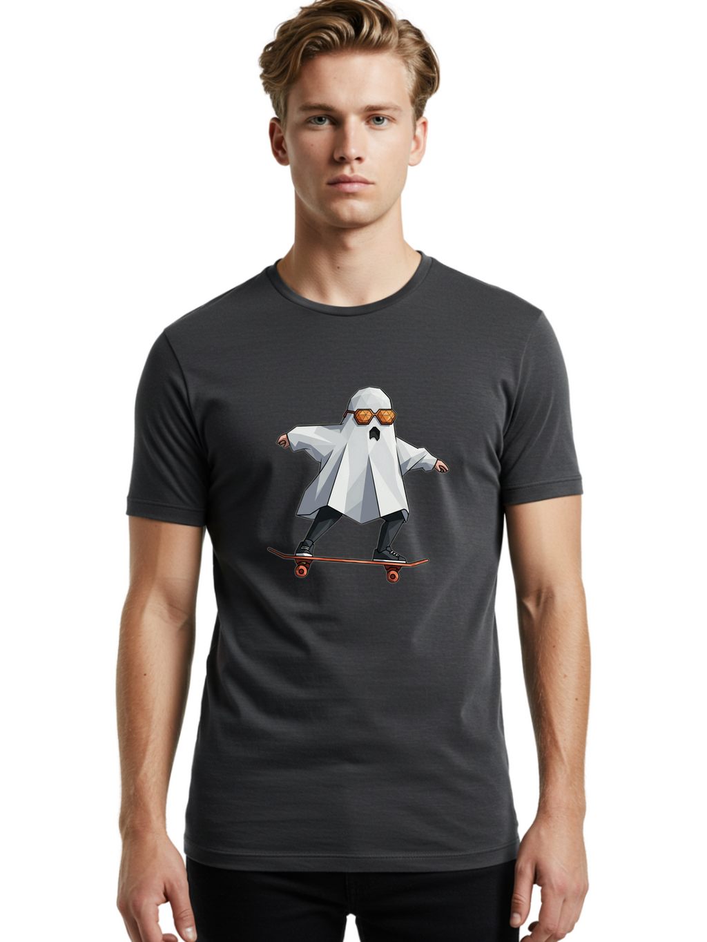 Ghost-Skateboarder-4 Men'S Graphic Tee, 100% Cotton, Comfortable Casual Summer Wear, Machine Washable, Vintage Camera, Old Camera, Antique Camera, Black Camera, Classic Photography, Photography Equipment, Nostalgic Device, Film Camera, Bam526