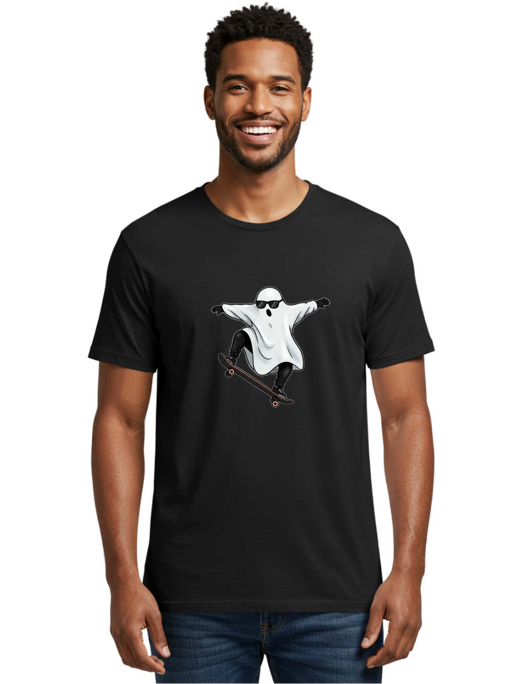 Ghost-Skateboarder Men'S Graphic Tee, 100% Cotton, Comfortable Casual Summer Wear, Machine Washable, Vintage Camera, Old Camera, Antique Camera, Black Camera, Classic Photography, Photography Equipment, Nostalgic Device, Film Camera, Bam527
