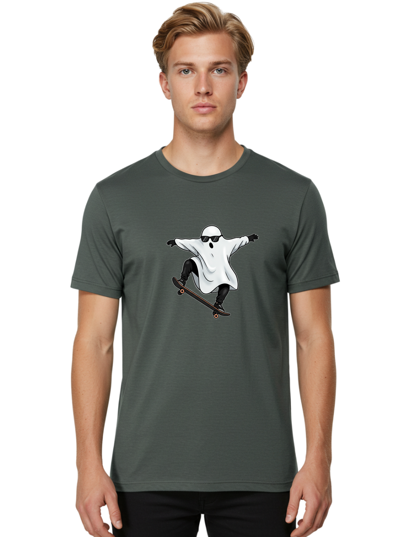 Ghost-Skateboarder Men'S Graphic Tee, 100% Cotton, Comfortable Casual Summer Wear, Machine Washable, Vintage Camera, Old Camera, Antique Camera, Black Camera, Classic Photography, Photography Equipment, Nostalgic Device, Film Camera, Bam527