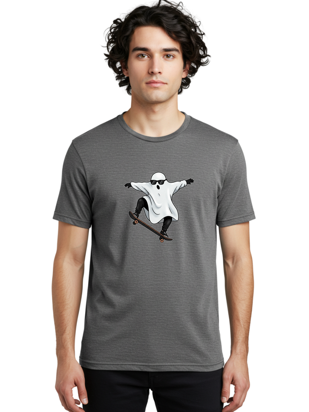 Ghost-Skateboarder Men'S Graphic Tee, 100% Cotton, Comfortable Casual Summer Wear, Machine Washable, Vintage Camera, Old Camera, Antique Camera, Black Camera, Classic Photography, Photography Equipment, Nostalgic Device, Film Camera, Bam527