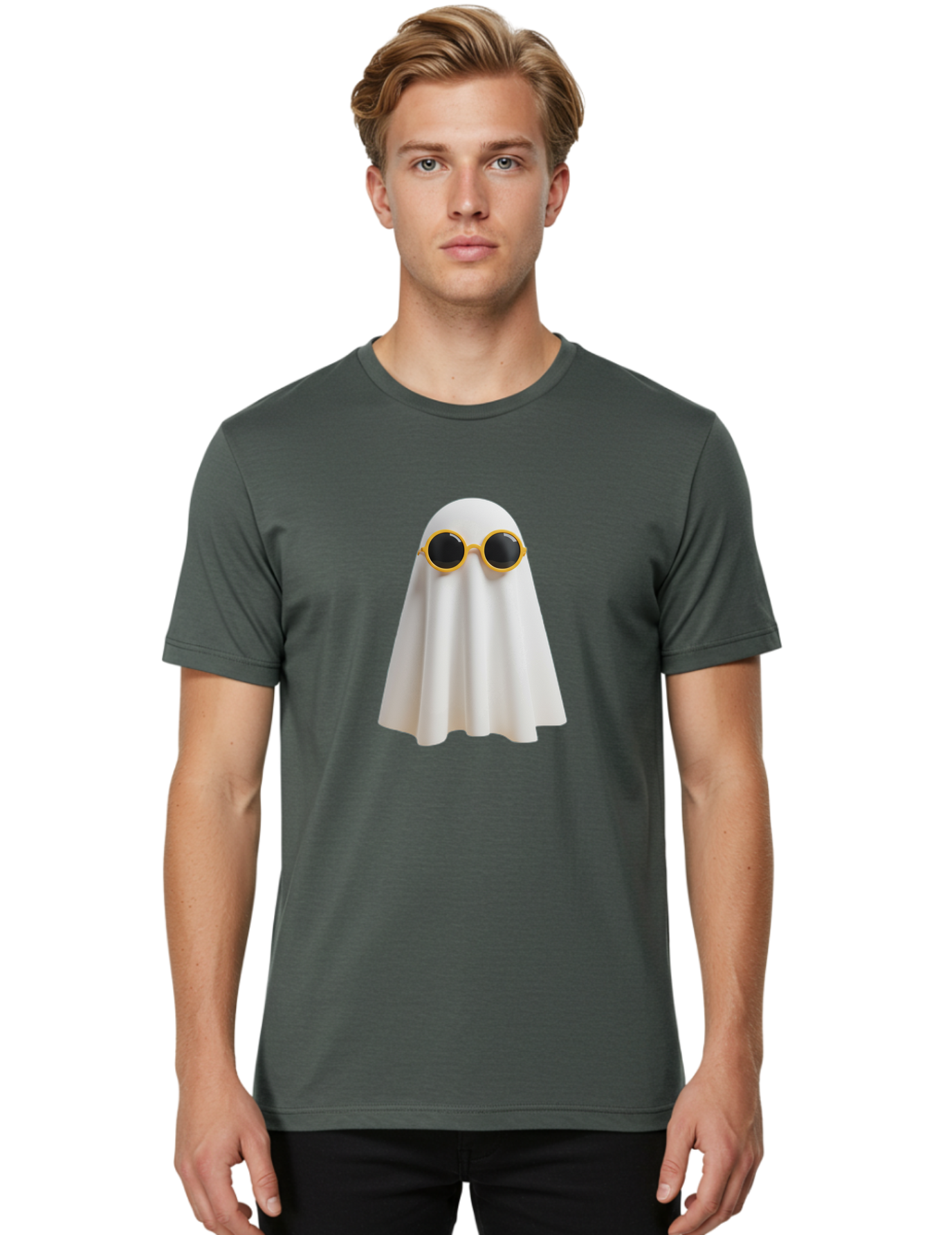 Ghost-Sunglasses-1 Men'S Graphic Tee, 100% Cotton, Comfortable Casual Summer Wear, Machine Washable, Vintage Camera, Old Camera, Antique Camera, Black Camera, Classic Photography, Photography Equipment, Nostalgic Device, Film Camera, Bam528