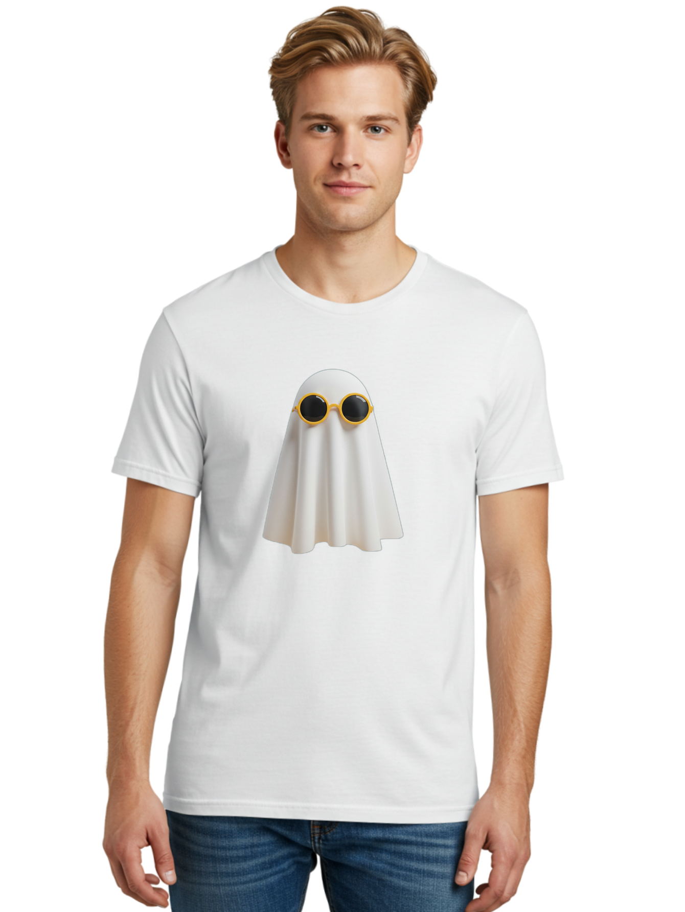 Ghost-Sunglasses-1 Men'S Graphic Tee, 100% Cotton, Comfortable Casual Summer Wear, Machine Washable, Vintage Camera, Old Camera, Antique Camera, Black Camera, Classic Photography, Photography Equipment, Nostalgic Device, Film Camera, Bam528