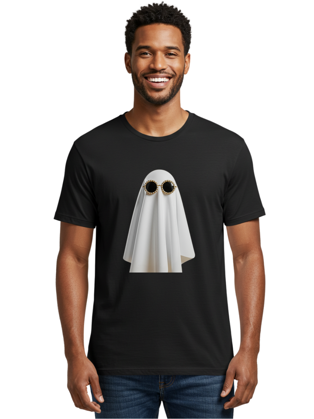 Ghost-Sunglasses-2 Men'S Graphic Tee, 100% Cotton, Comfortable Casual Summer Wear, Machine Washable, Vintage Camera, Old Camera, Antique Camera, Black Camera, Classic Photography, Photography Equipment, Nostalgic Device, Film Camera, Bam529