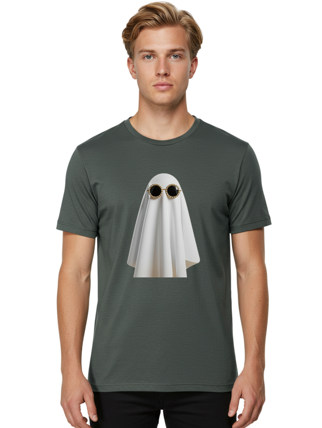Ghost-Sunglasses-2 Men'S Graphic Tee, 100% Cotton, Comfortable Casual Summer Wear, Machine Washable, Vintage Camera, Old Camera, Antique Camera, Black Camera, Classic Photography, Photography Equipment, Nostalgic Device, Film Camera, Bam529