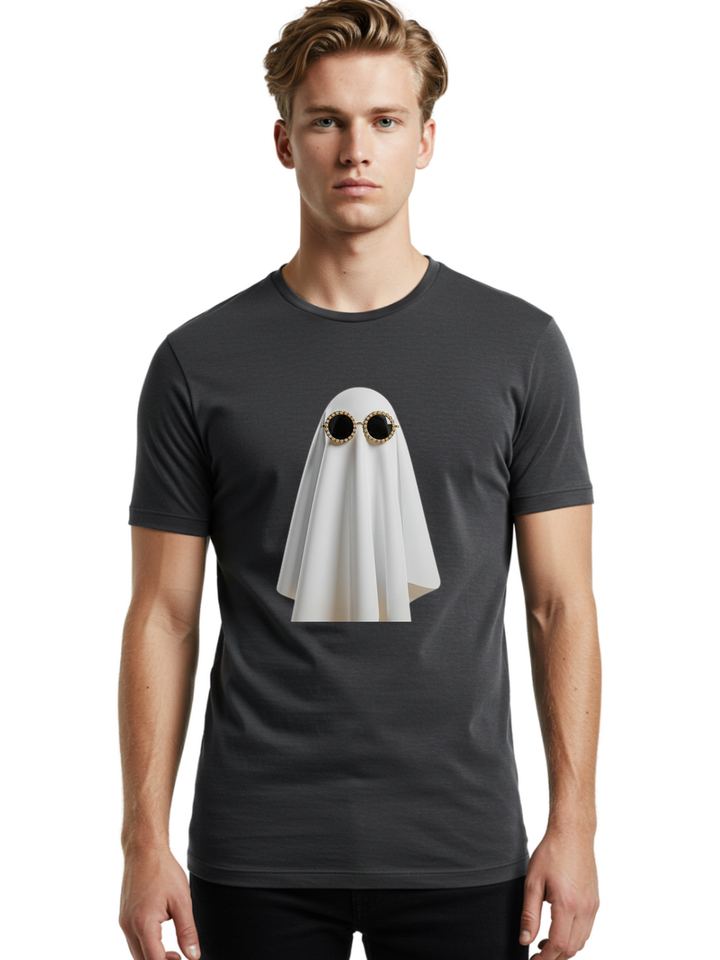 Ghost-Sunglasses-2 Men'S Graphic Tee, 100% Cotton, Comfortable Casual Summer Wear, Machine Washable, Vintage Camera, Old Camera, Antique Camera, Black Camera, Classic Photography, Photography Equipment, Nostalgic Device, Film Camera, Bam529