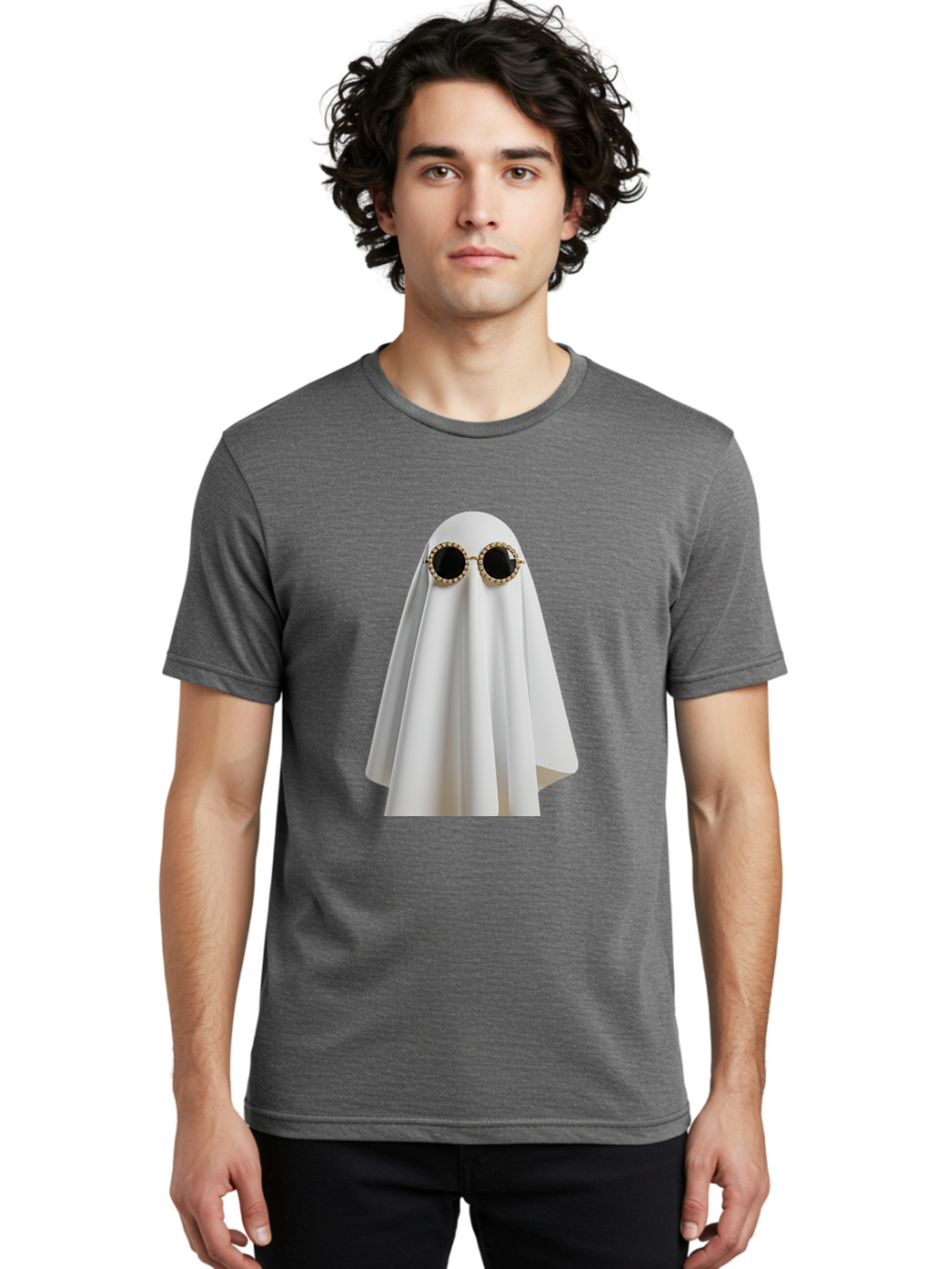 Ghost-Sunglasses-2 Men'S Graphic Tee, 100% Cotton, Comfortable Casual Summer Wear, Machine Washable, Vintage Camera, Old Camera, Antique Camera, Black Camera, Classic Photography, Photography Equipment, Nostalgic Device, Film Camera, Bam529