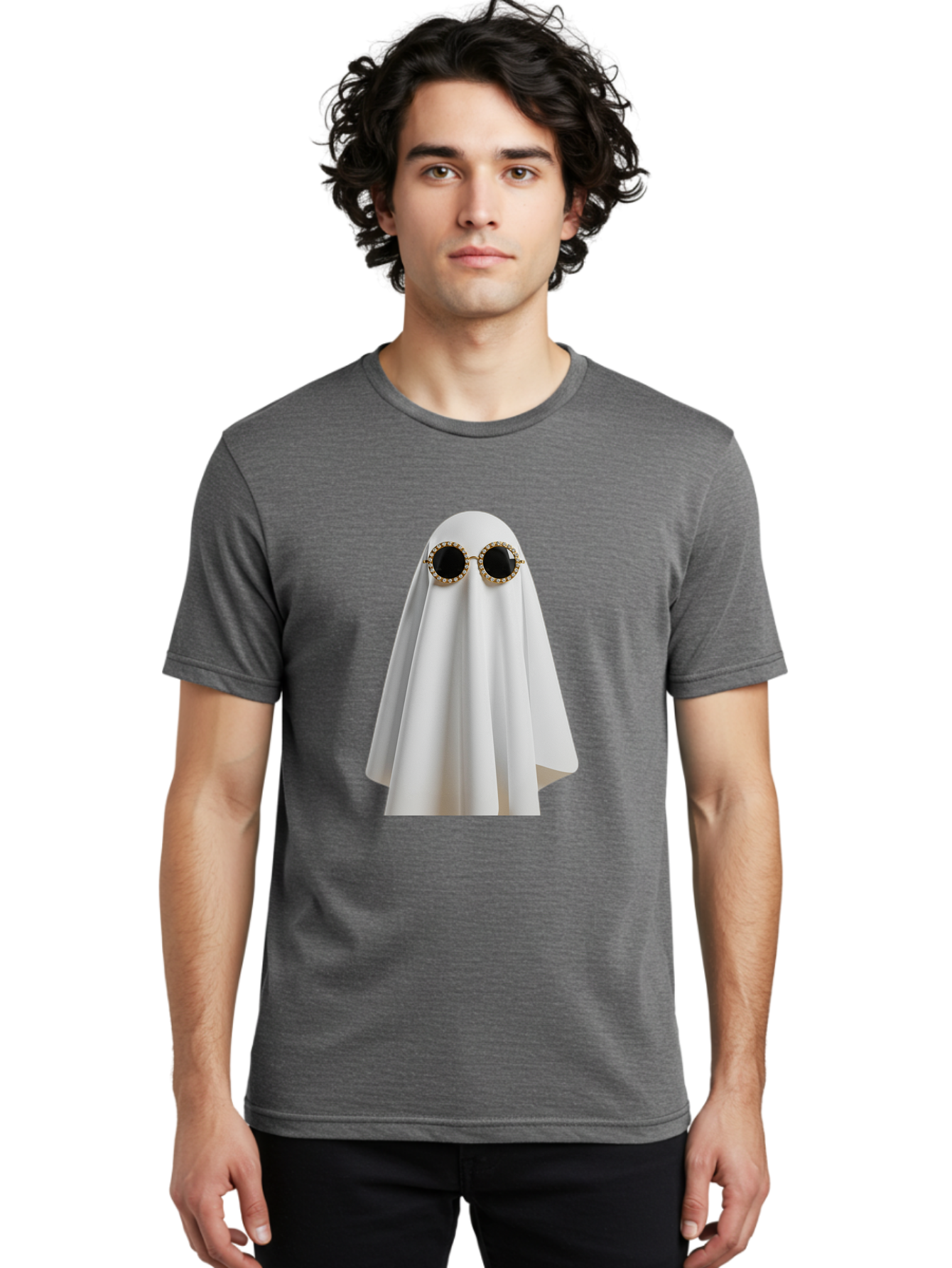Ghost-Sunglasses-2 Men'S Graphic Tee, 100% Cotton, Comfortable Casual Summer Wear, Machine Washable, Vintage Camera, Old Camera, Antique Camera, Black Camera, Classic Photography, Photography Equipment, Nostalgic Device, Film Camera, Bam529