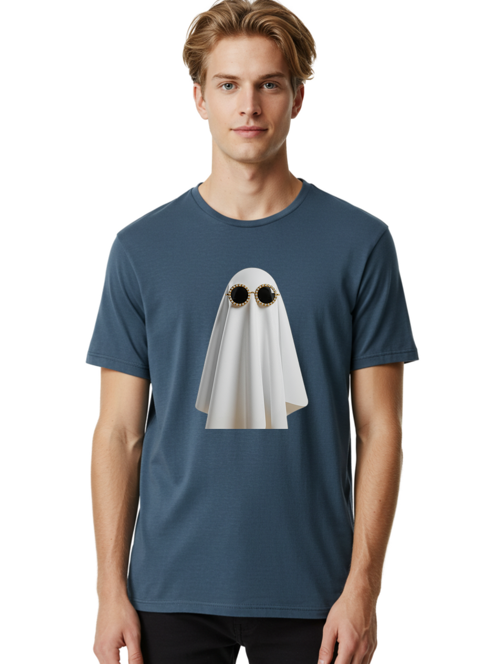 Ghost-Sunglasses-2 Men'S Graphic Tee, 100% Cotton, Comfortable Casual Summer Wear, Machine Washable, Vintage Camera, Old Camera, Antique Camera, Black Camera, Classic Photography, Photography Equipment, Nostalgic Device, Film Camera, Bam529