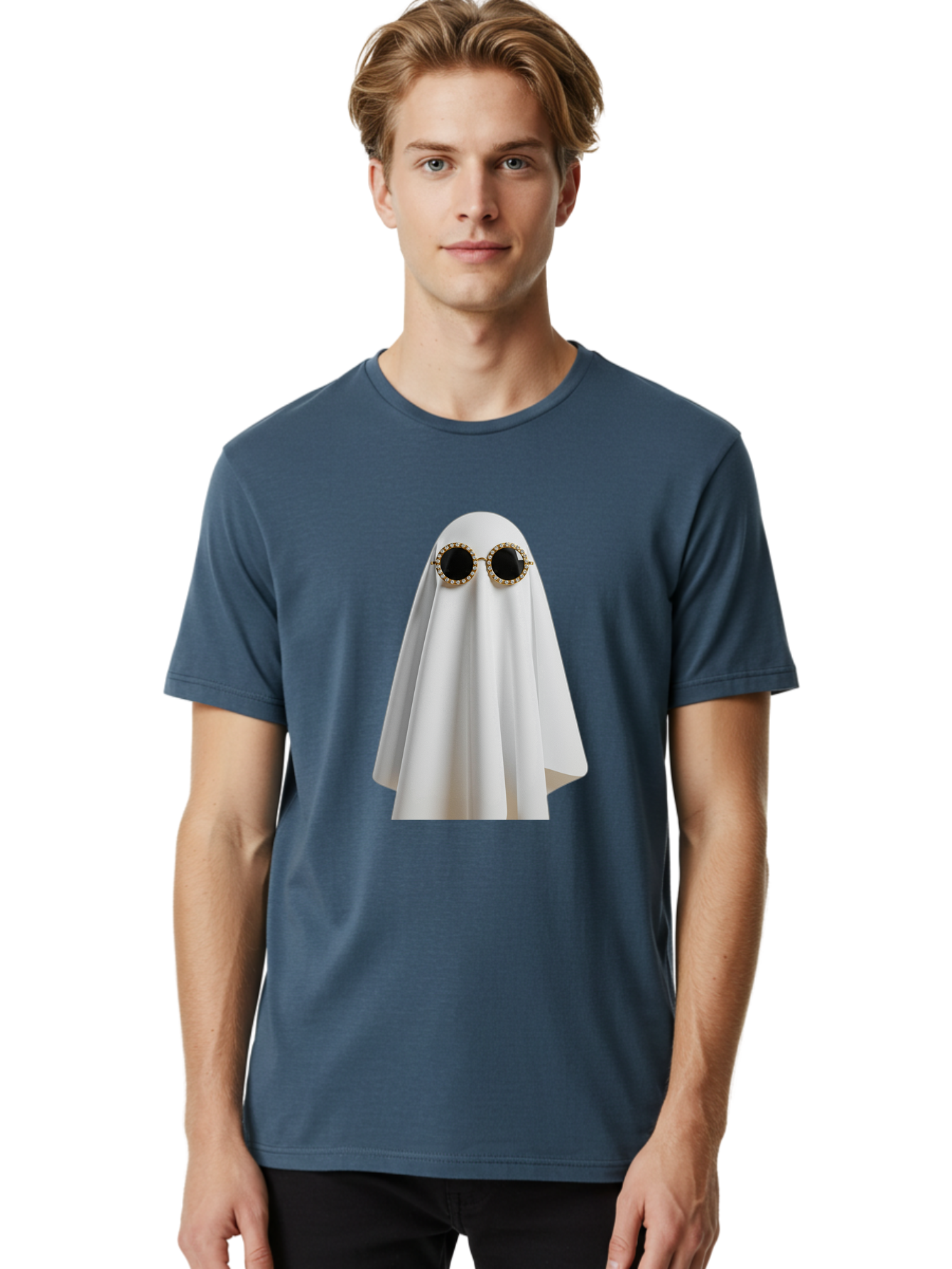 Ghost-Sunglasses-2 Men'S Graphic Tee, 100% Cotton, Comfortable Casual Summer Wear, Machine Washable, Vintage Camera, Old Camera, Antique Camera, Black Camera, Classic Photography, Photography Equipment, Nostalgic Device, Film Camera, Bam529