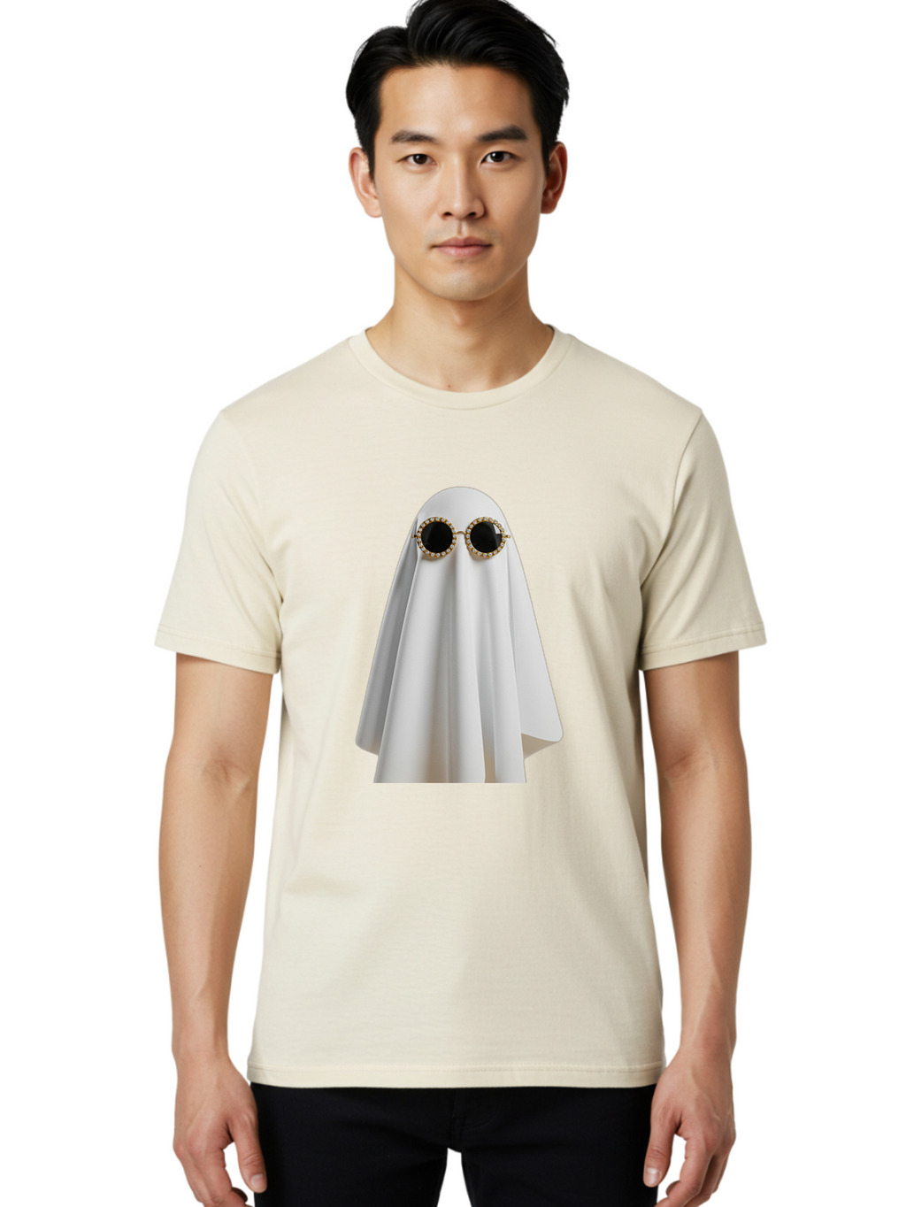 Ghost-Sunglasses-2 Men'S Graphic Tee, 100% Cotton, Comfortable Casual Summer Wear, Machine Washable, Vintage Camera, Old Camera, Antique Camera, Black Camera, Classic Photography, Photography Equipment, Nostalgic Device, Film Camera, Bam529