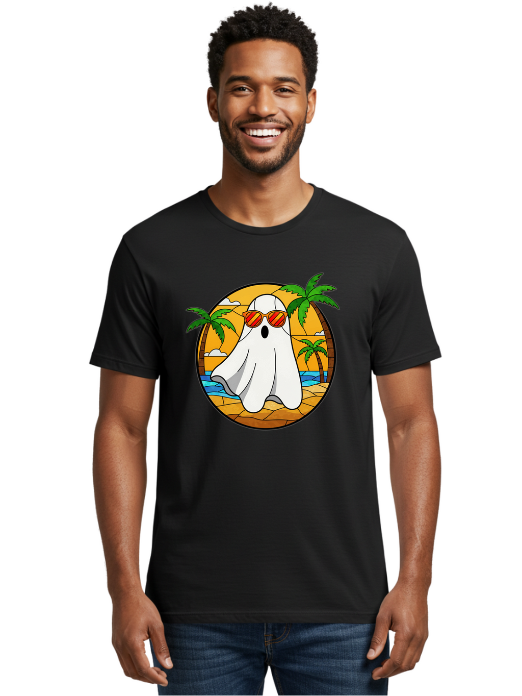 Ghost-Sunglasses-Beach Men'S Graphic Tee, 100% Cotton, Comfortable Casual Summer Wear, Machine Washable, Vintage Camera, Old Camera, Antique Camera, Black Camera, Classic Photography, Photography Equipment, Nostalgic Device, Film Camera, Bam530