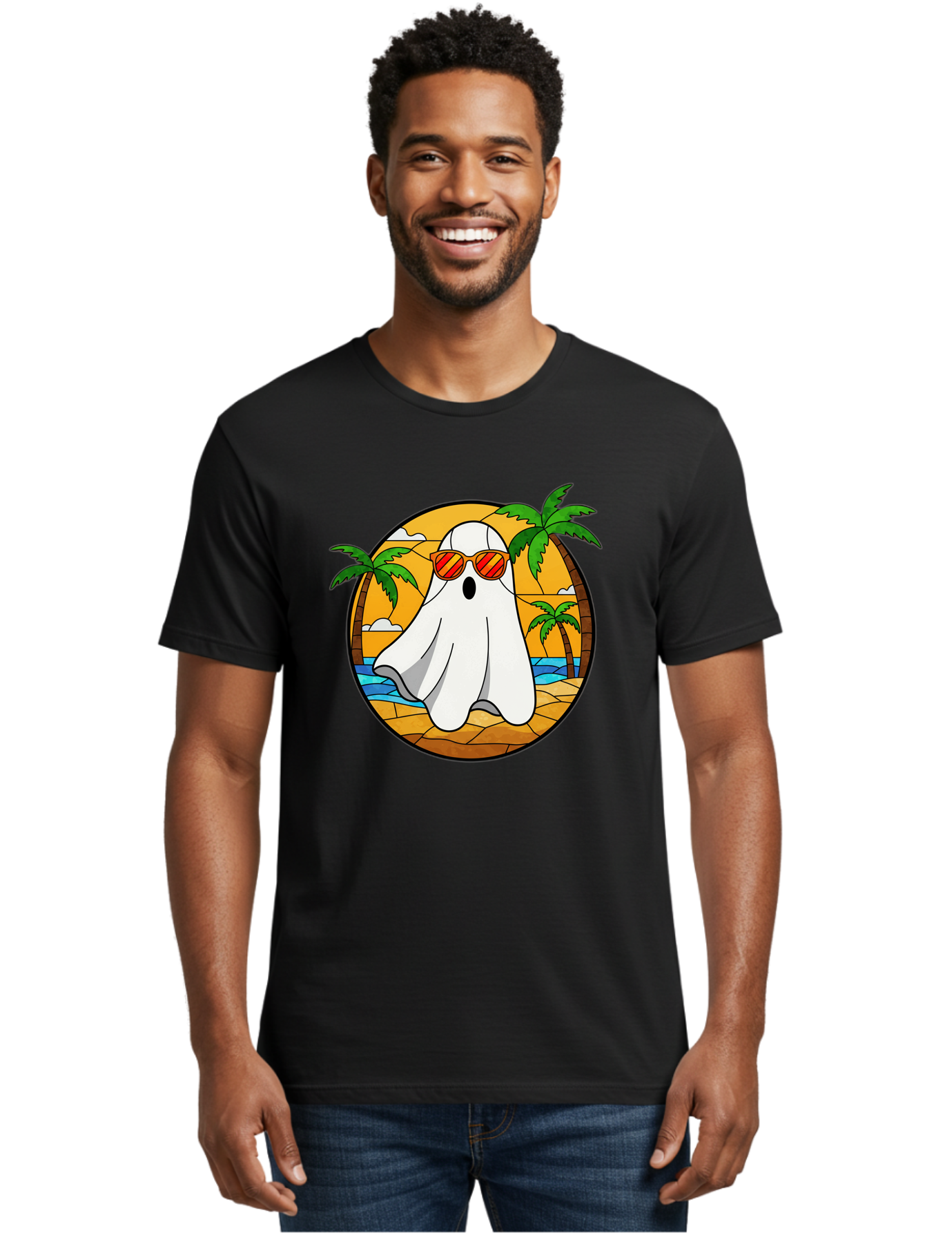 Ghost-Sunglasses-Beach Men'S Graphic Tee, 100% Cotton, Comfortable Casual Summer Wear, Machine Washable, Vintage Camera, Old Camera, Antique Camera, Black Camera, Classic Photography, Photography Equipment, Nostalgic Device, Film Camera, Bam530