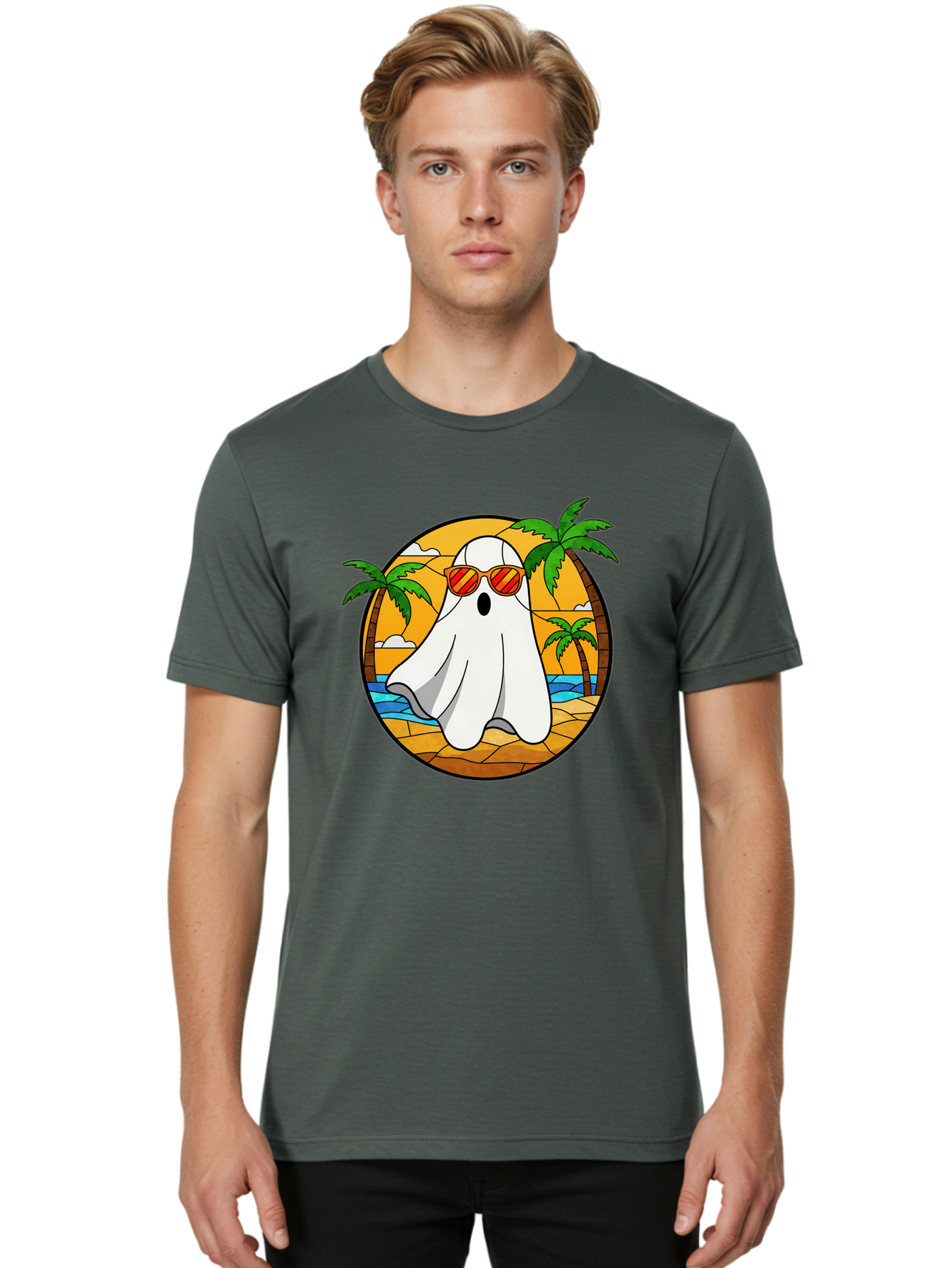 Ghost-Sunglasses-Beach Men'S Graphic Tee, 100% Cotton, Comfortable Casual Summer Wear, Machine Washable, Vintage Camera, Old Camera, Antique Camera, Black Camera, Classic Photography, Photography Equipment, Nostalgic Device, Film Camera, Bam530