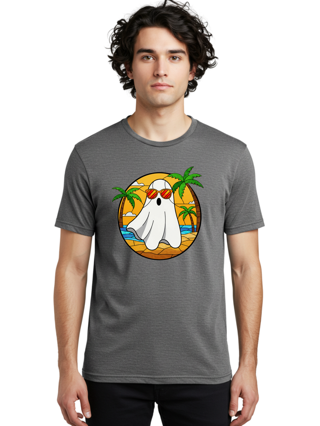 Ghost-Sunglasses-Beach Men'S Graphic Tee, 100% Cotton, Comfortable Casual Summer Wear, Machine Washable, Vintage Camera, Old Camera, Antique Camera, Black Camera, Classic Photography, Photography Equipment, Nostalgic Device, Film Camera, Bam530