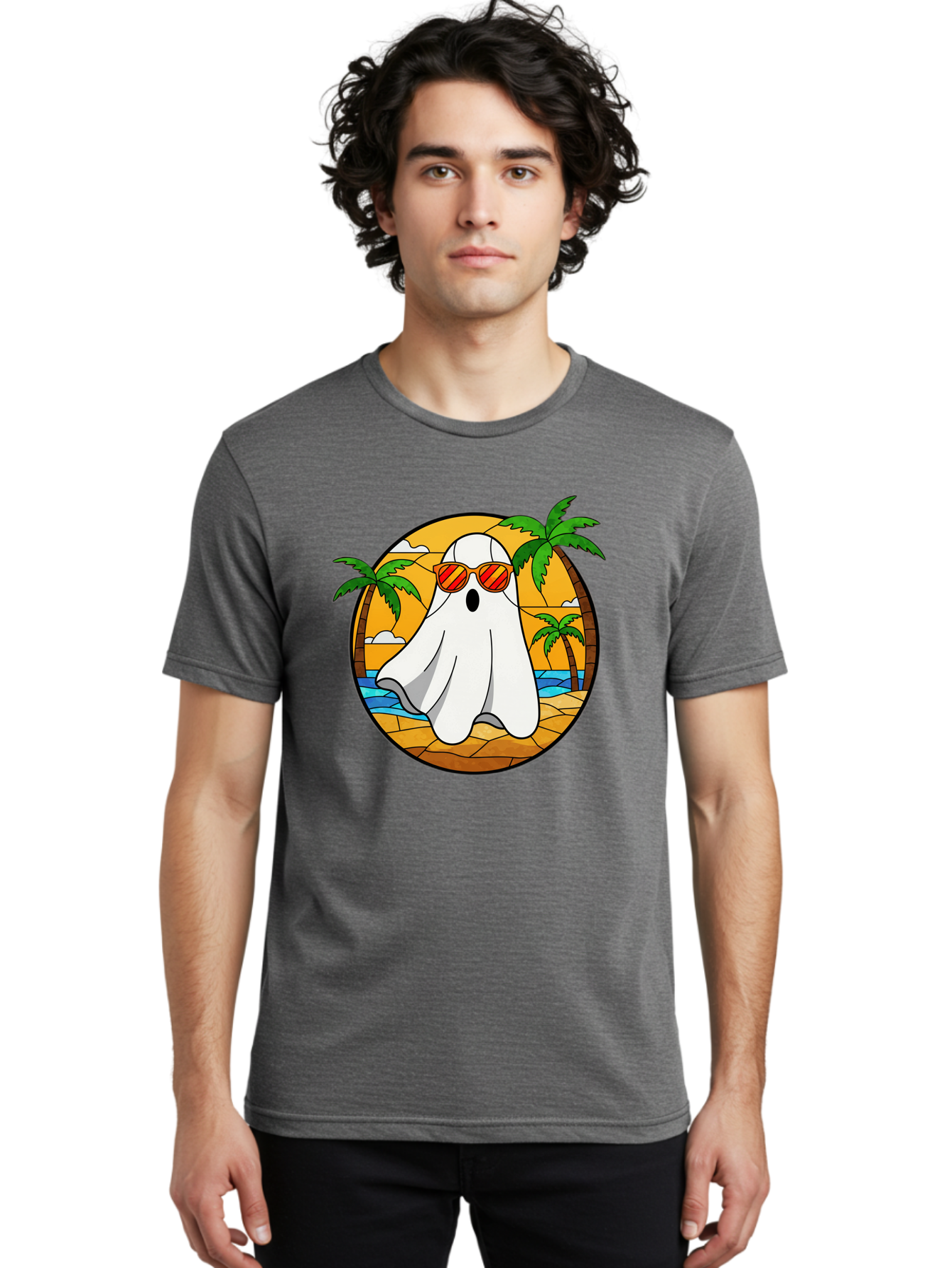 Ghost-Sunglasses-Beach Men'S Graphic Tee, 100% Cotton, Comfortable Casual Summer Wear, Machine Washable, Vintage Camera, Old Camera, Antique Camera, Black Camera, Classic Photography, Photography Equipment, Nostalgic Device, Film Camera, Bam530