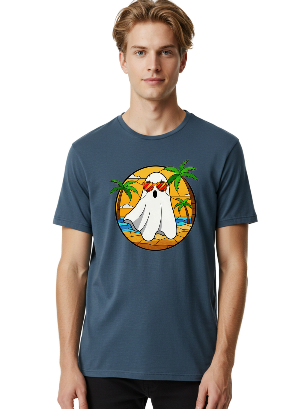 Ghost-Sunglasses-Beach Men'S Graphic Tee, 100% Cotton, Comfortable Casual Summer Wear, Machine Washable, Vintage Camera, Old Camera, Antique Camera, Black Camera, Classic Photography, Photography Equipment, Nostalgic Device, Film Camera, Bam530