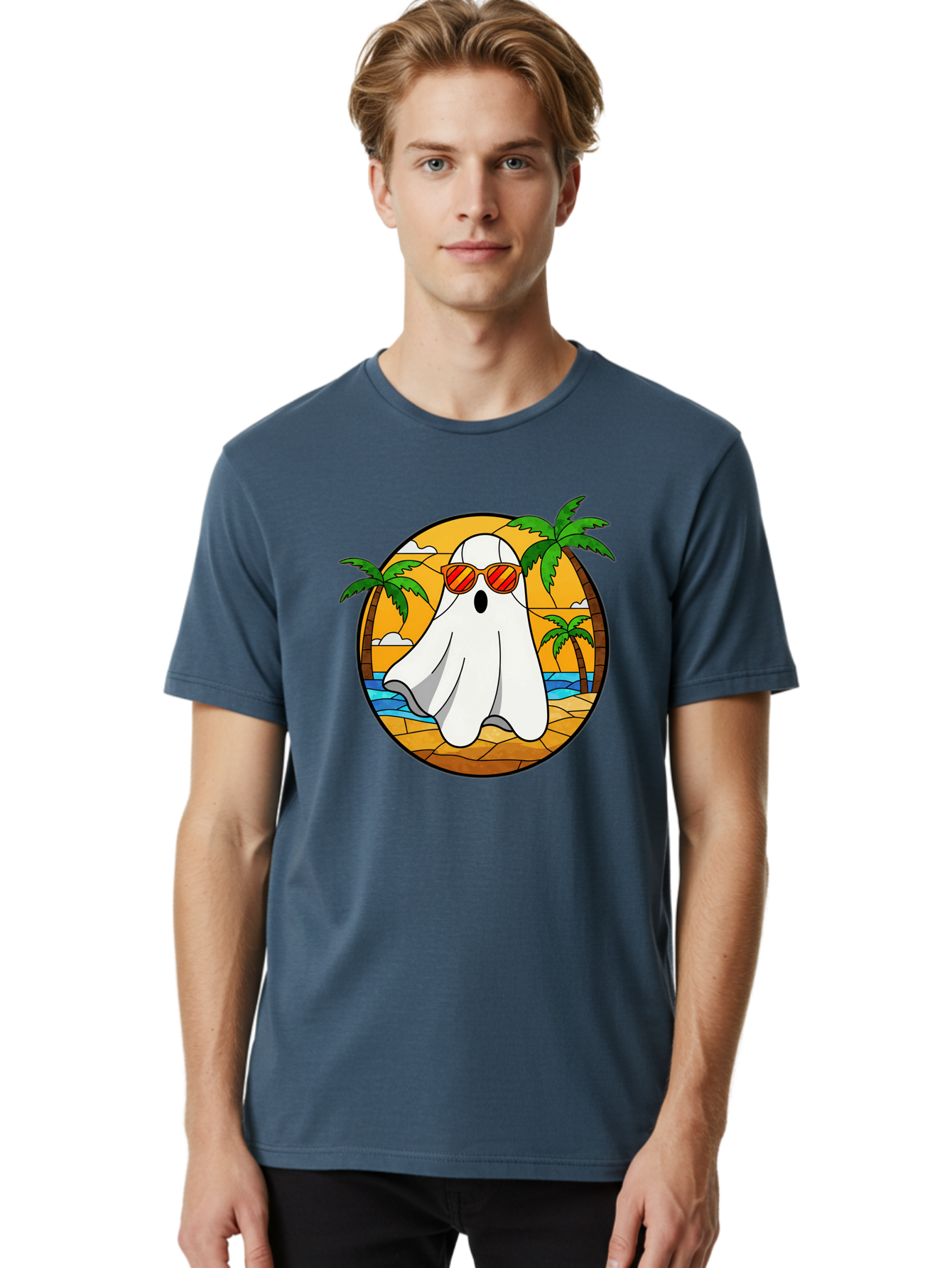 Ghost-Sunglasses-Beach Men'S Graphic Tee, 100% Cotton, Comfortable Casual Summer Wear, Machine Washable, Vintage Camera, Old Camera, Antique Camera, Black Camera, Classic Photography, Photography Equipment, Nostalgic Device, Film Camera, Bam530