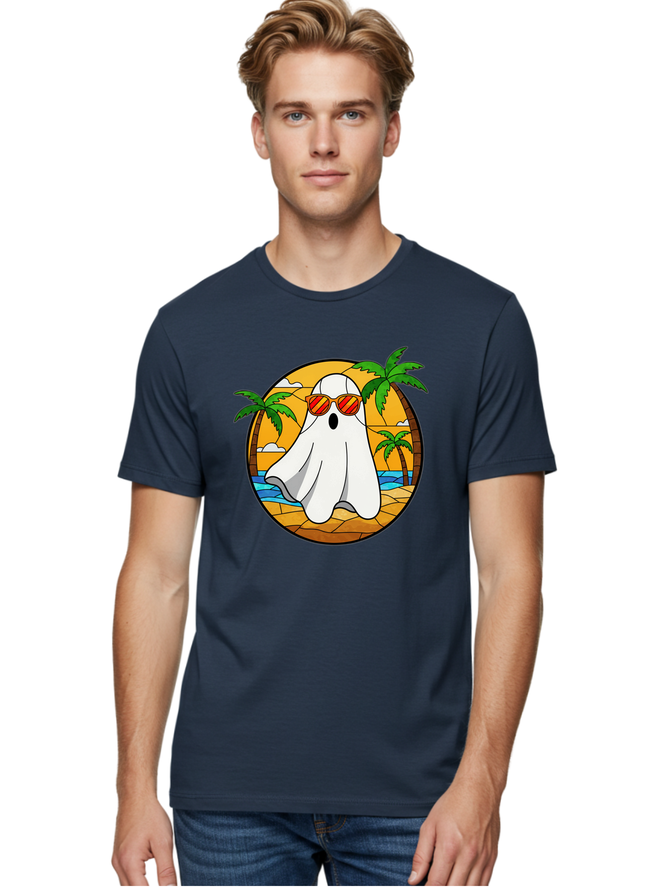 Ghost-Sunglasses-Beach Men'S Graphic Tee, 100% Cotton, Comfortable Casual Summer Wear, Machine Washable, Vintage Camera, Old Camera, Antique Camera, Black Camera, Classic Photography, Photography Equipment, Nostalgic Device, Film Camera, Bam530