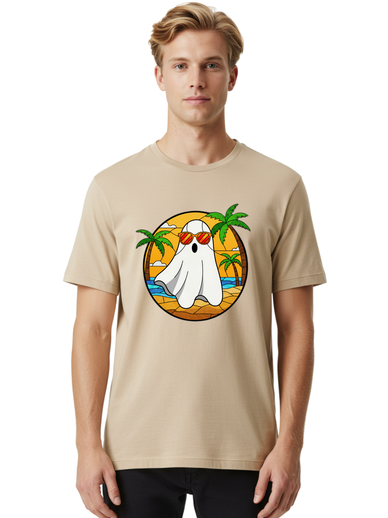 Ghost-Sunglasses-Beach Men'S Graphic Tee, 100% Cotton, Comfortable Casual Summer Wear, Machine Washable, Vintage Camera, Old Camera, Antique Camera, Black Camera, Classic Photography, Photography Equipment, Nostalgic Device, Film Camera, Bam530