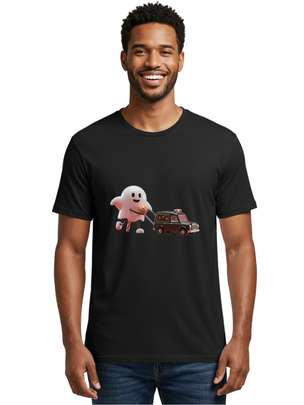 Ghost-Towing-Hearse Men'S Graphic Tee, 100% Cotton, Comfortable Casual Summer Wear, Machine Washable, Vintage Camera, Old Camera, Antique Camera, Black Camera, Classic Photography, Photography Equipment, Nostalgic Device, Film Camera, Bam532