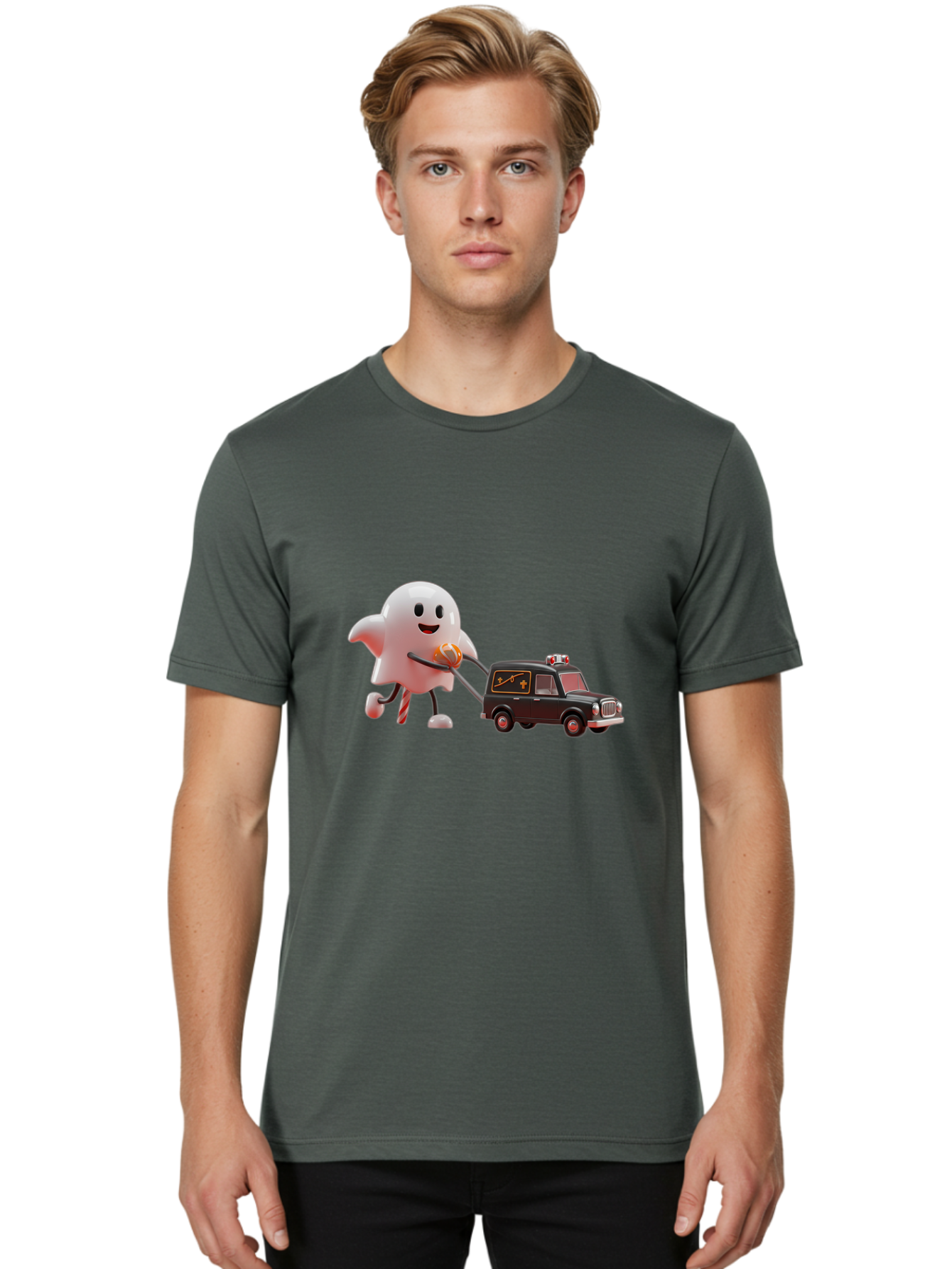 Ghost-Towing-Hearse Men'S Graphic Tee, 100% Cotton, Comfortable Casual Summer Wear, Machine Washable, Vintage Camera, Old Camera, Antique Camera, Black Camera, Classic Photography, Photography Equipment, Nostalgic Device, Film Camera, Bam532