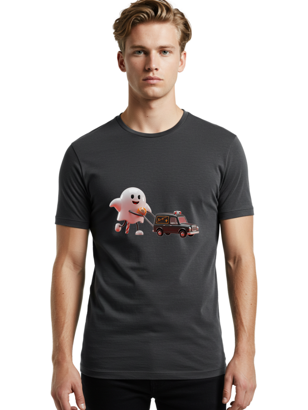 Ghost-Towing-Hearse Men'S Graphic Tee, 100% Cotton, Comfortable Casual Summer Wear, Machine Washable, Vintage Camera, Old Camera, Antique Camera, Black Camera, Classic Photography, Photography Equipment, Nostalgic Device, Film Camera, Bam532