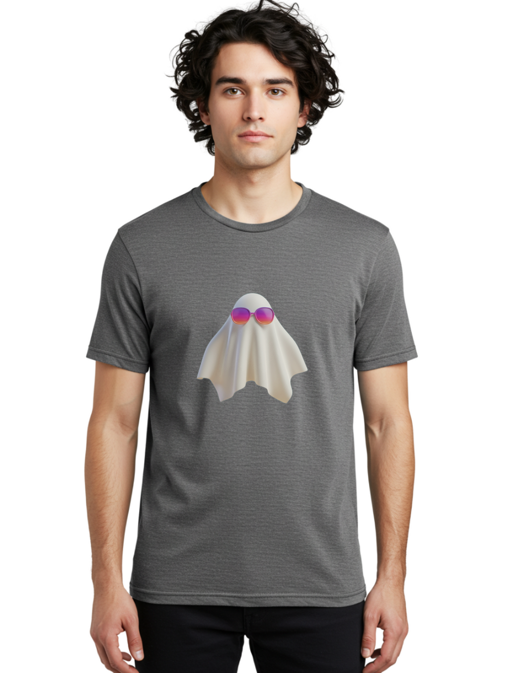 Ghost-Wearing-Sunglasses Men'S Graphic Tee, 100% Cotton, Comfortable Casual Summer Wear, Machine Washable, Vintage Camera, Old Camera, Antique Camera, Black Camera, Classic Photography, Photography Equipment, Nostalgic Device, Film Camera, Bam533