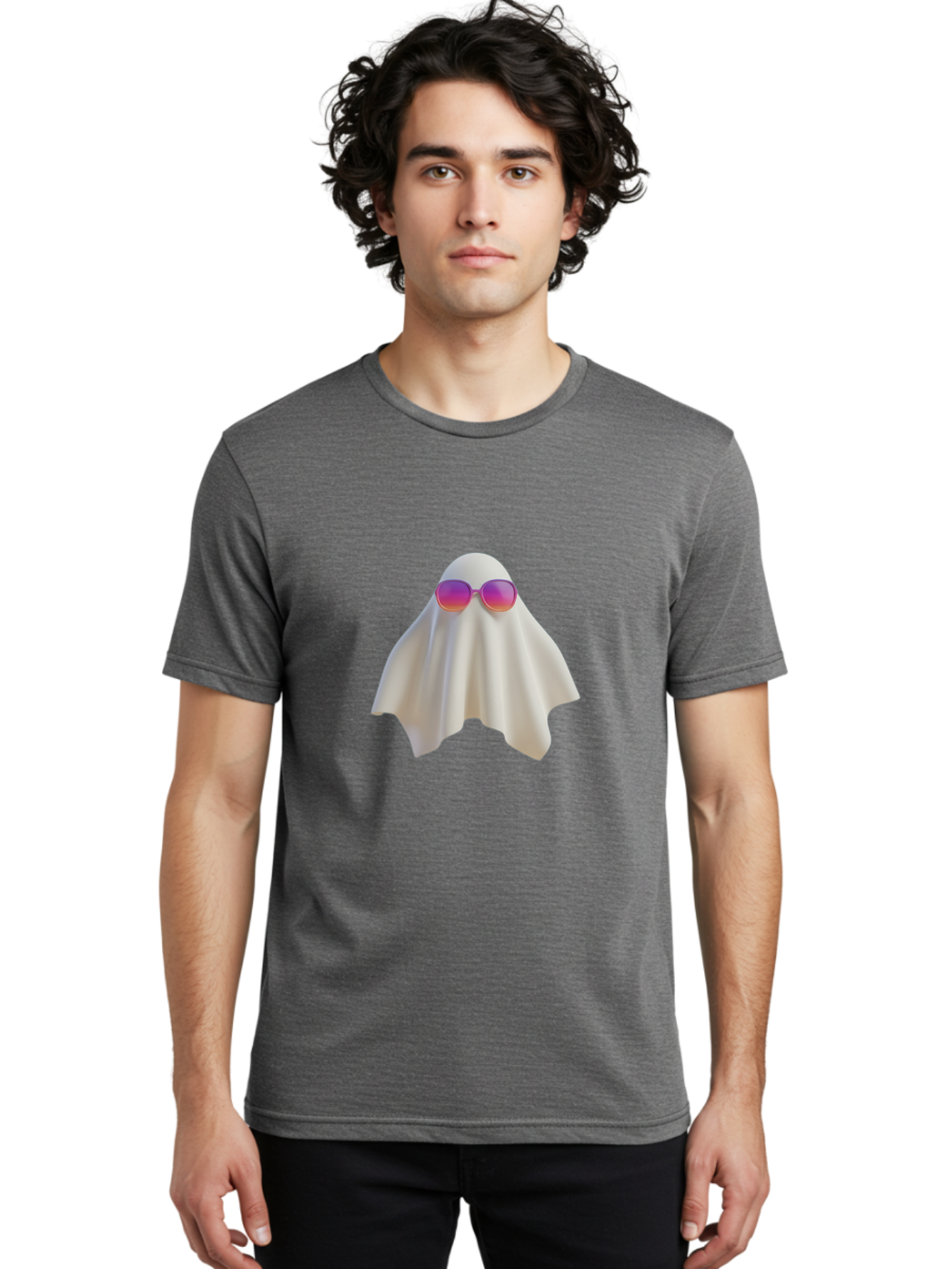Ghost-Wearing-Sunglasses Men'S Graphic Tee, 100% Cotton, Comfortable Casual Summer Wear, Machine Washable, Vintage Camera, Old Camera, Antique Camera, Black Camera, Classic Photography, Photography Equipment, Nostalgic Device, Film Camera, Bam533