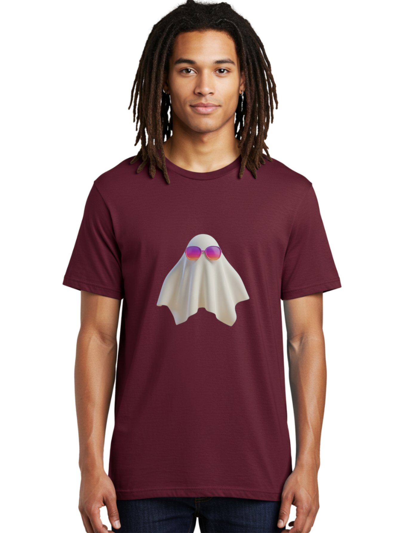 Ghost-Wearing-Sunglasses Men'S Graphic Tee, 100% Cotton, Comfortable Casual Summer Wear, Machine Washable, Vintage Camera, Old Camera, Antique Camera, Black Camera, Classic Photography, Photography Equipment, Nostalgic Device, Film Camera, Bam533