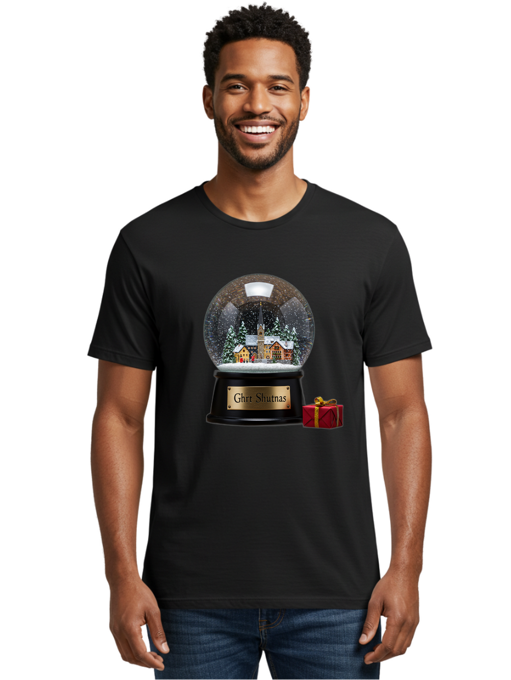 Ghrt-Shutnas-Snow-Globe Men'S Graphic Tee, 100% Cotton, Comfortable Casual Summer Wear, Machine Washable, Vintage Camera, Old Camera, Antique Camera, Black Camera, Classic Photography, Photography Equipment, Nostalgic Device, Film Camera, Bam537
