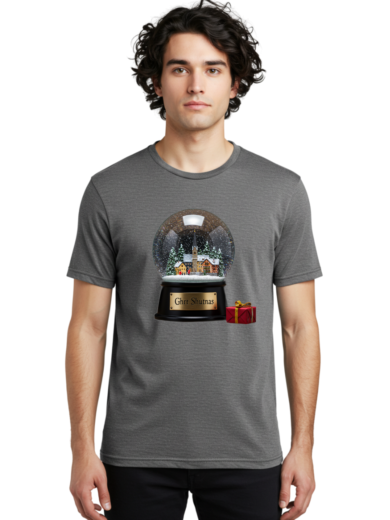 Ghrt-Shutnas-Snow-Globe Men'S Graphic Tee, 100% Cotton, Comfortable Casual Summer Wear, Machine Washable, Vintage Camera, Old Camera, Antique Camera, Black Camera, Classic Photography, Photography Equipment, Nostalgic Device, Film Camera, Bam537