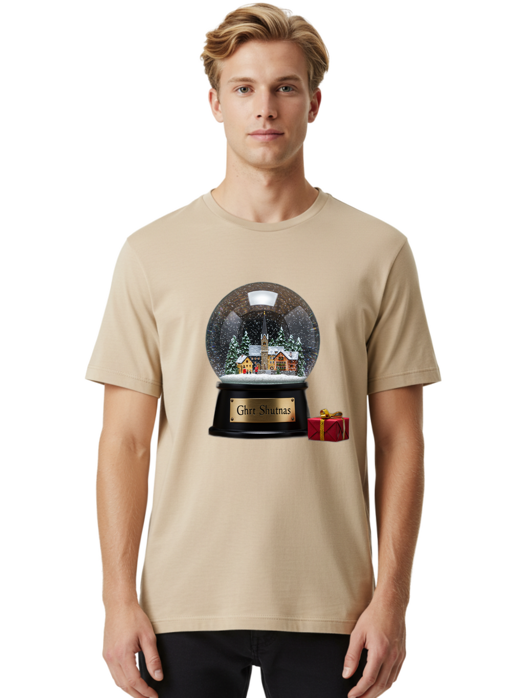 Ghrt-Shutnas-Snow-Globe Men'S Graphic Tee, 100% Cotton, Comfortable Casual Summer Wear, Machine Washable, Vintage Camera, Old Camera, Antique Camera, Black Camera, Classic Photography, Photography Equipment, Nostalgic Device, Film Camera, Bam537