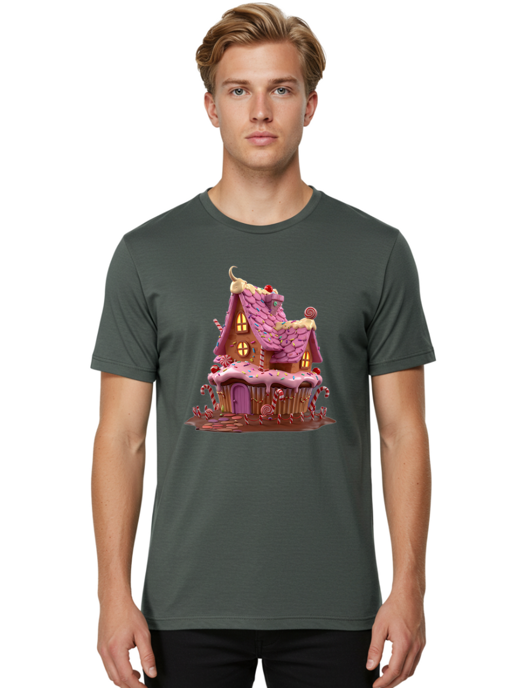 Gingerbread-House-Cupcake-1 Men'S Graphic Tee, 100% Cotton, Comfortable Casual Summer Wear, Machine Washable, Vintage Camera, Old Camera, Antique Camera, Black Camera, Classic Photography, Photography Equipment, Nostalgic Device, Film Camera, Bam538