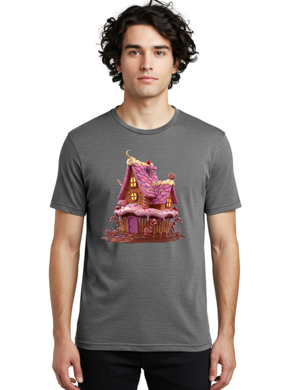 Gingerbread-House-Cupcake-1 Men'S Graphic Tee, 100% Cotton, Comfortable Casual Summer Wear, Machine Washable, Vintage Camera, Old Camera, Antique Camera, Black Camera, Classic Photography, Photography Equipment, Nostalgic Device, Film Camera, Bam538