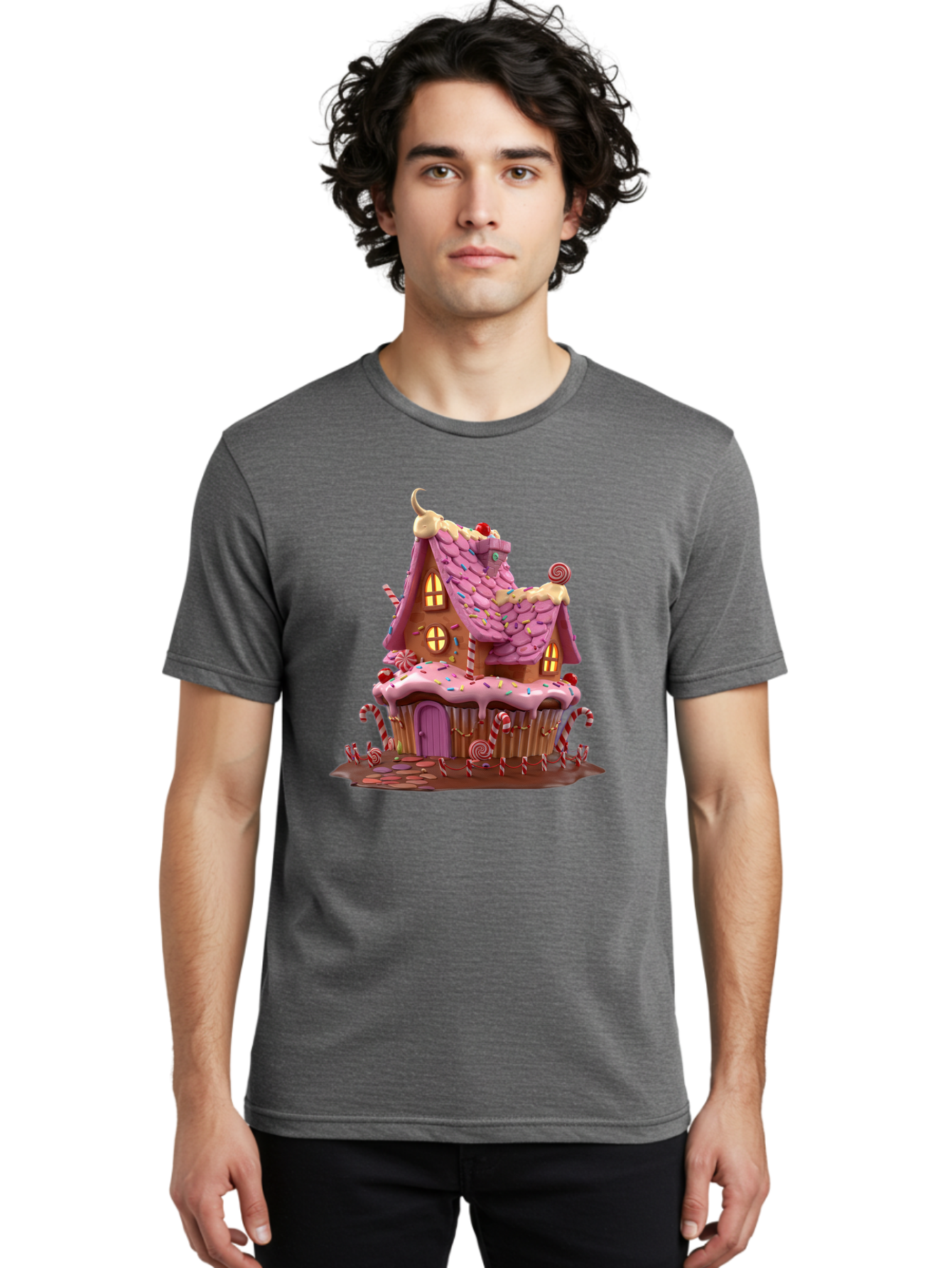 Gingerbread-House-Cupcake-1 Men'S Graphic Tee, 100% Cotton, Comfortable Casual Summer Wear, Machine Washable, Vintage Camera, Old Camera, Antique Camera, Black Camera, Classic Photography, Photography Equipment, Nostalgic Device, Film Camera, Bam538