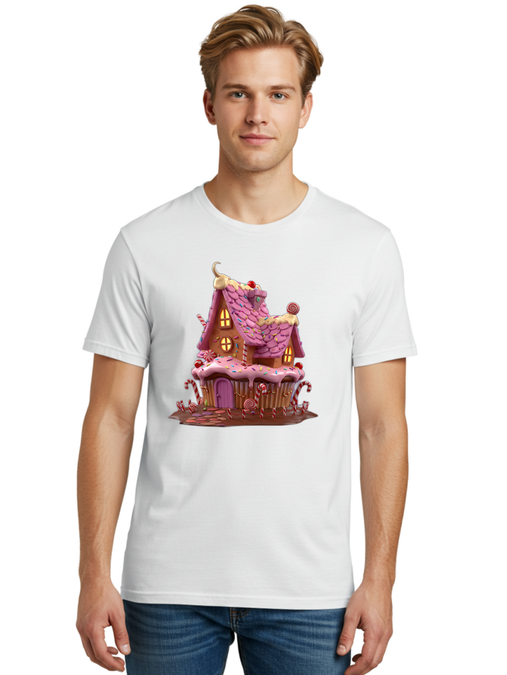 Gingerbread-House-Cupcake-1 Men'S Graphic Tee, 100% Cotton, Comfortable Casual Summer Wear, Machine Washable, Vintage Camera, Old Camera, Antique Camera, Black Camera, Classic Photography, Photography Equipment, Nostalgic Device, Film Camera, Bam538