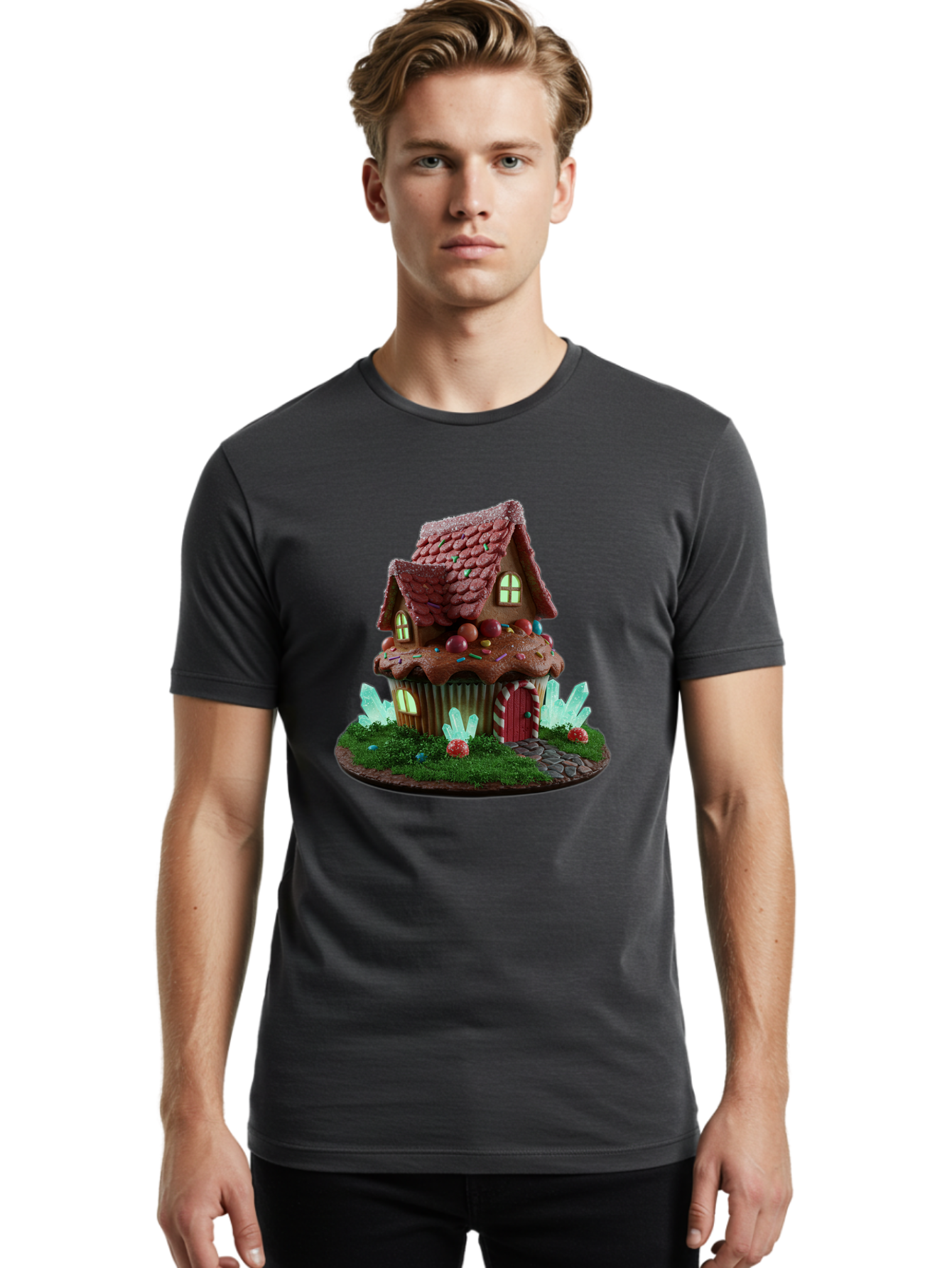 Gingerbread-House-Cupcake Men'S Graphic Tee, 100% Cotton, Comfortable Casual Summer Wear, Machine Washable, Vintage Camera, Old Camera, Antique Camera, Black Camera, Classic Photography, Photography Equipment, Nostalgic Device, Film Camera, Bam539