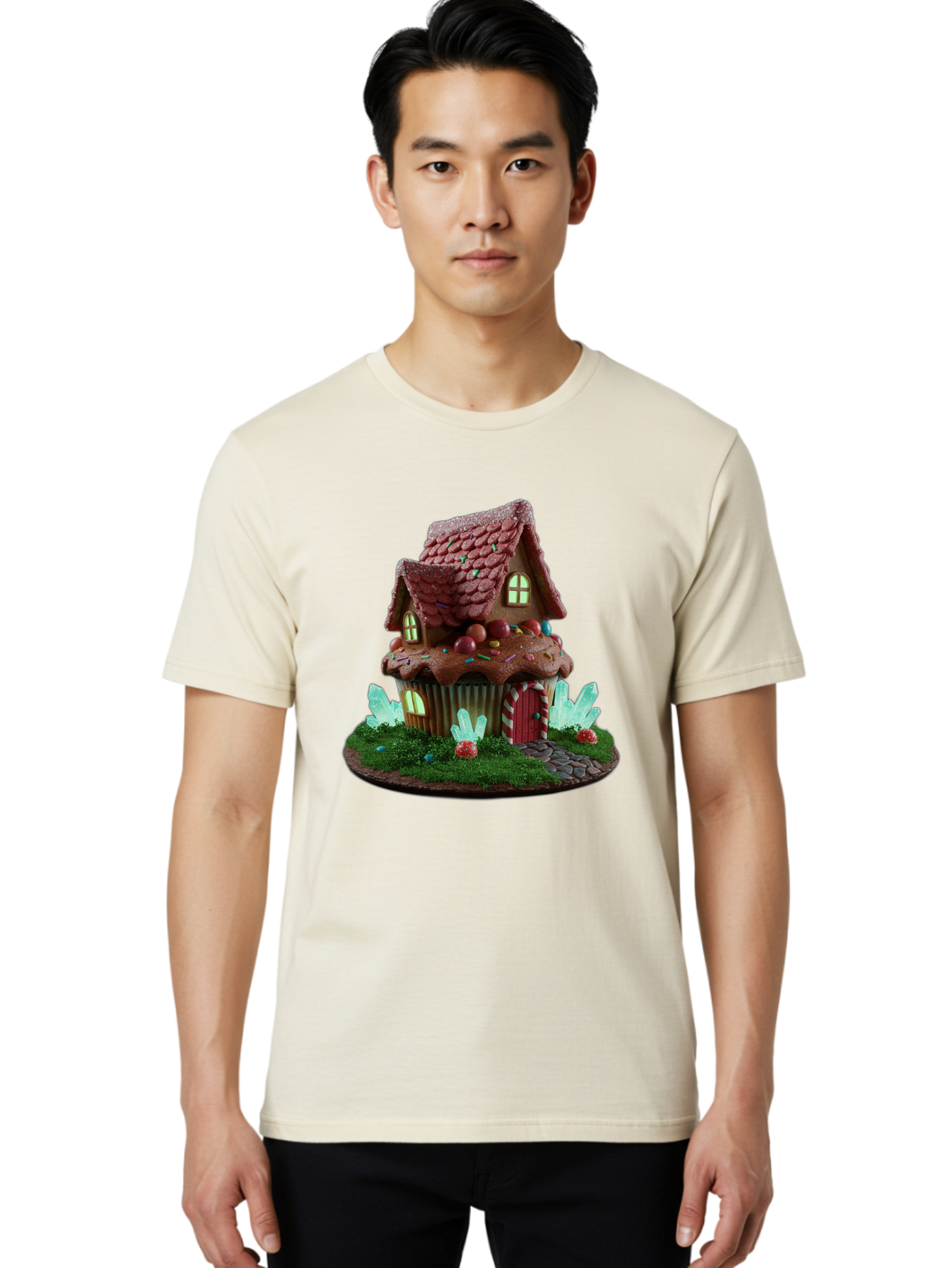 Gingerbread-House-Cupcake Men'S Graphic Tee, 100% Cotton, Comfortable Casual Summer Wear, Machine Washable, Vintage Camera, Old Camera, Antique Camera, Black Camera, Classic Photography, Photography Equipment, Nostalgic Device, Film Camera, Bam539