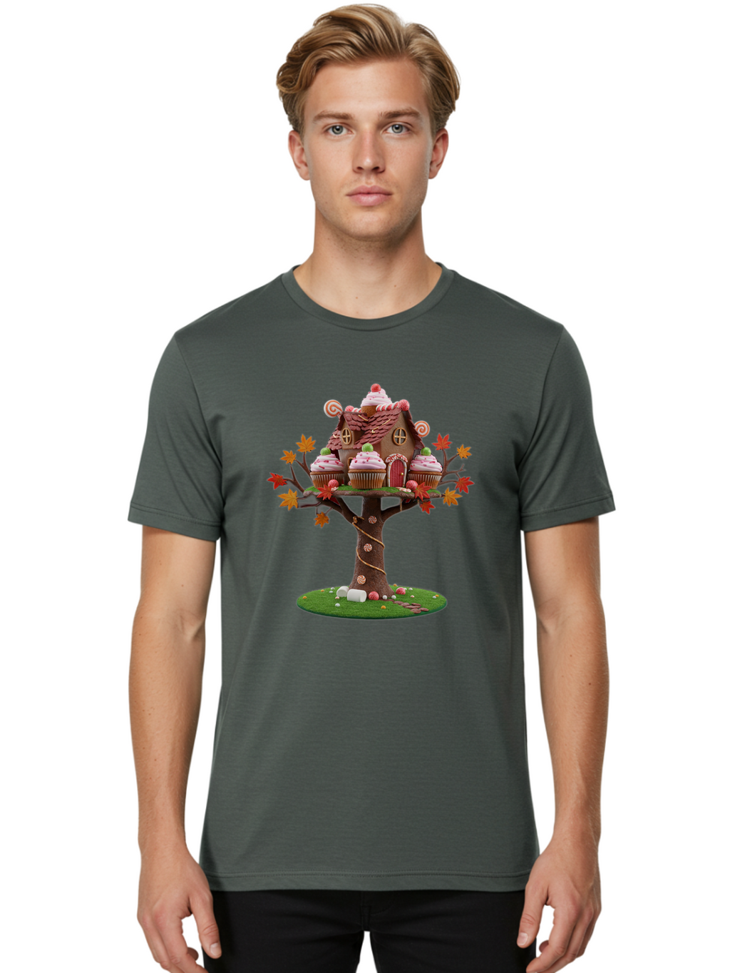 Gingerbread-House-Tree Men'S Graphic Tee, 100% Cotton, Comfortable Casual Summer Wear, Machine Washable, Vintage Camera, Old Camera, Antique Camera, Black Camera, Classic Photography, Photography Equipment, Nostalgic Device, Film Camera, Bam540