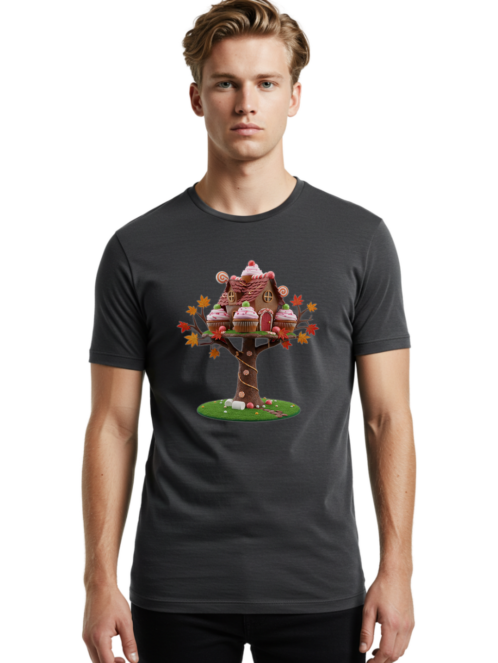 Gingerbread-House-Tree Men'S Graphic Tee, 100% Cotton, Comfortable Casual Summer Wear, Machine Washable, Vintage Camera, Old Camera, Antique Camera, Black Camera, Classic Photography, Photography Equipment, Nostalgic Device, Film Camera, Bam540