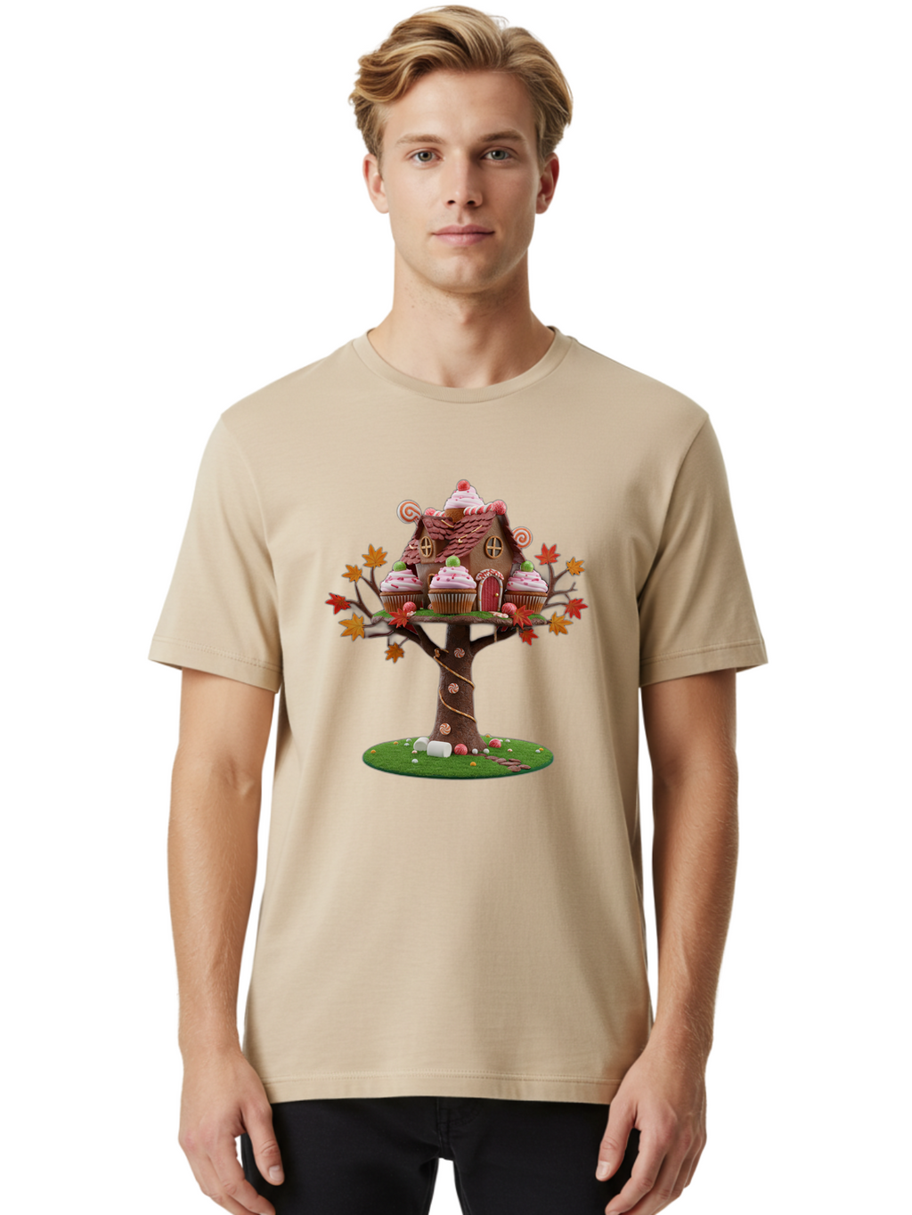 Gingerbread-House-Tree Men'S Graphic Tee, 100% Cotton, Comfortable Casual Summer Wear, Machine Washable, Vintage Camera, Old Camera, Antique Camera, Black Camera, Classic Photography, Photography Equipment, Nostalgic Device, Film Camera, Bam540