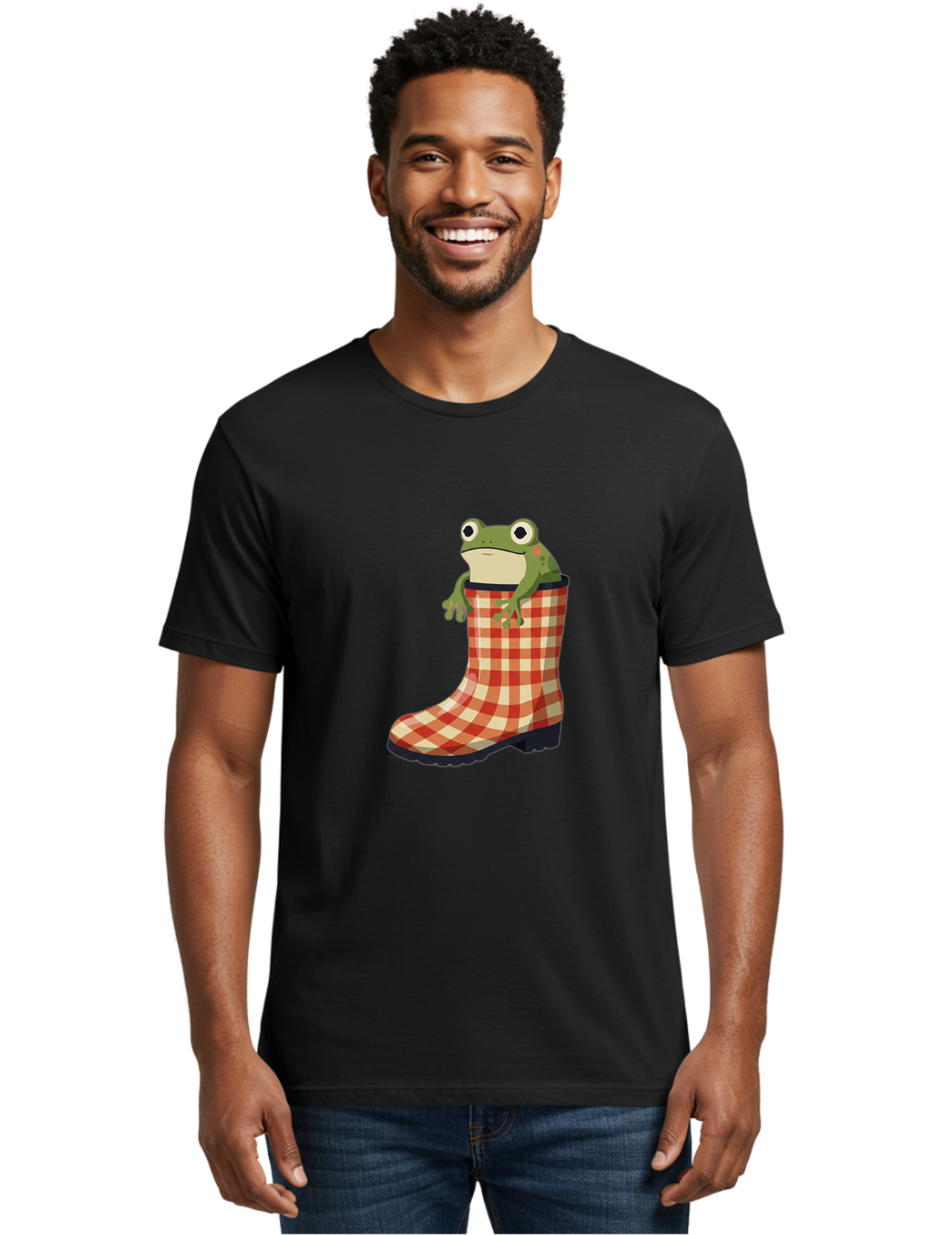 Gingham-Boot-Frog Men'S Graphic Tee, 100% Cotton, Comfortable Casual Summer Wear, Machine Washable, Vintage Camera, Old Camera, Antique Camera, Black Camera, Classic Photography, Photography Equipment, Nostalgic Device, Film Camera, Camera Art Bam544