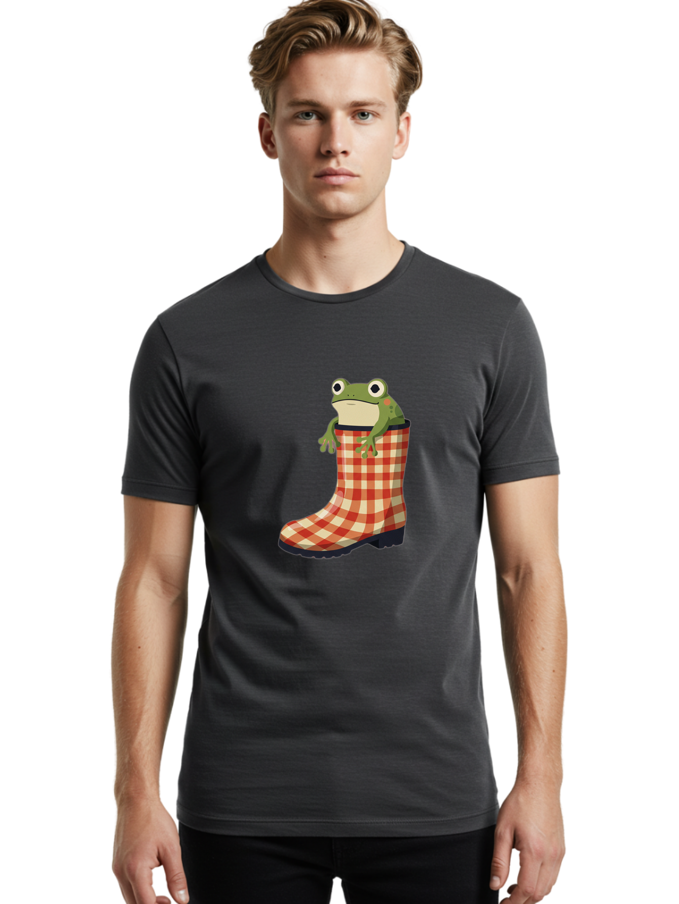 Gingham-Boot-Frog Men'S Graphic Tee, 100% Cotton, Comfortable Casual Summer Wear, Machine Washable, Vintage Camera, Old Camera, Antique Camera, Black Camera, Classic Photography, Photography Equipment, Nostalgic Device, Film Camera, Camera Art Bam544