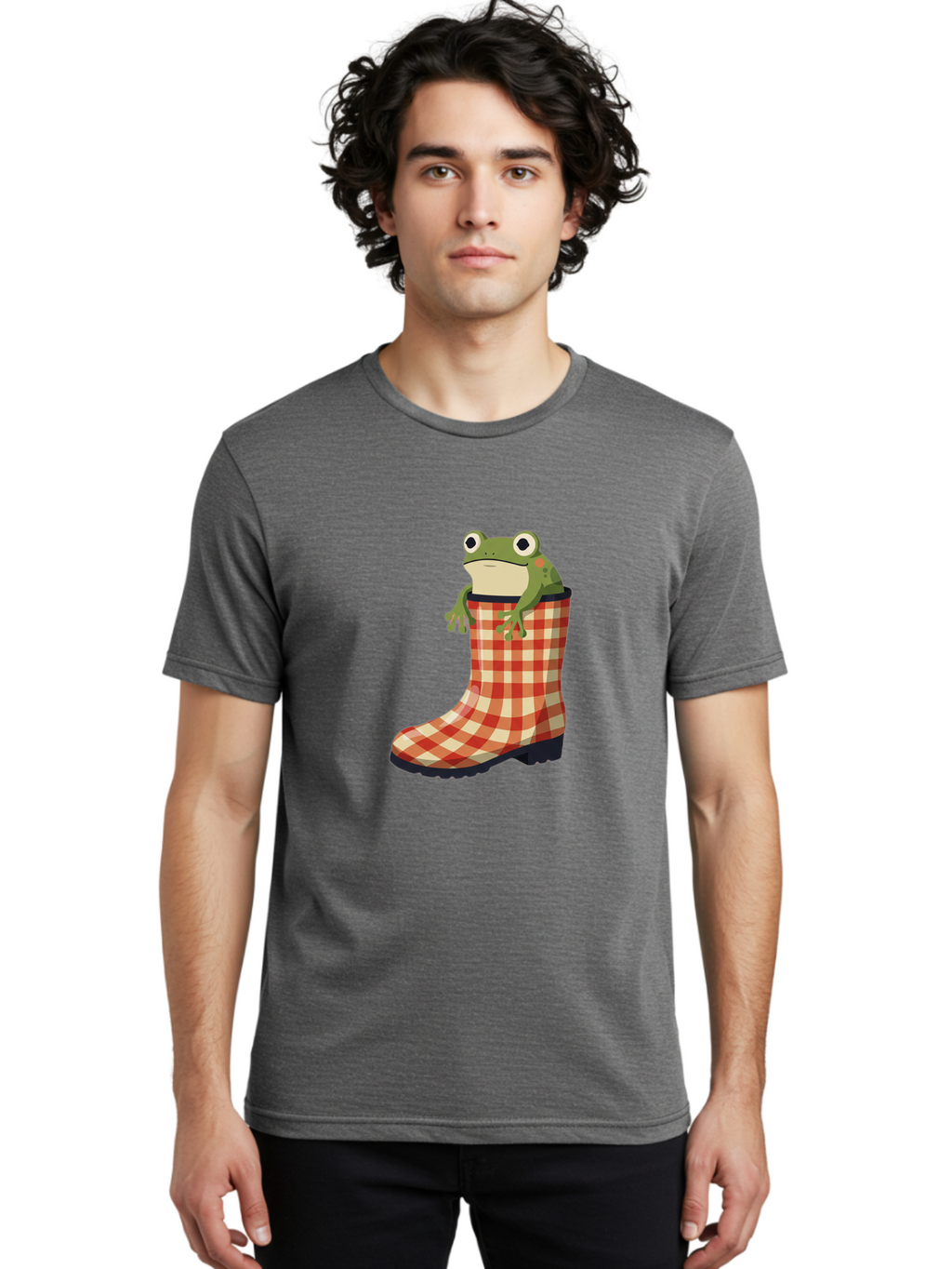 Gingham-Boot-Frog Men'S Graphic Tee, 100% Cotton, Comfortable Casual Summer Wear, Machine Washable, Vintage Camera, Old Camera, Antique Camera, Black Camera, Classic Photography, Photography Equipment, Nostalgic Device, Film Camera, Camera Art Bam544