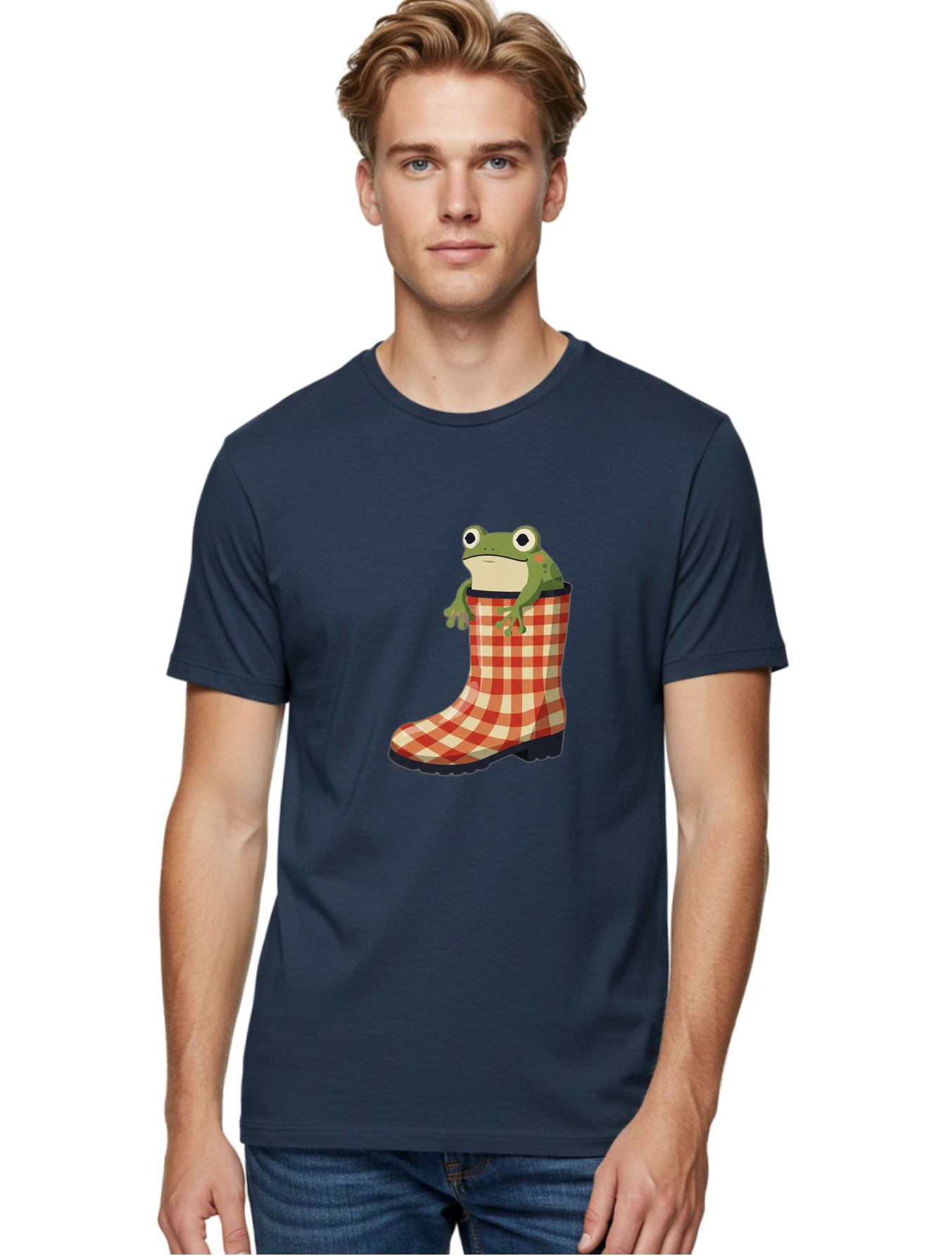Gingham-Boot-Frog Men'S Graphic Tee, 100% Cotton, Comfortable Casual Summer Wear, Machine Washable, Vintage Camera, Old Camera, Antique Camera, Black Camera, Classic Photography, Photography Equipment, Nostalgic Device, Film Camera, Camera Art Bam544