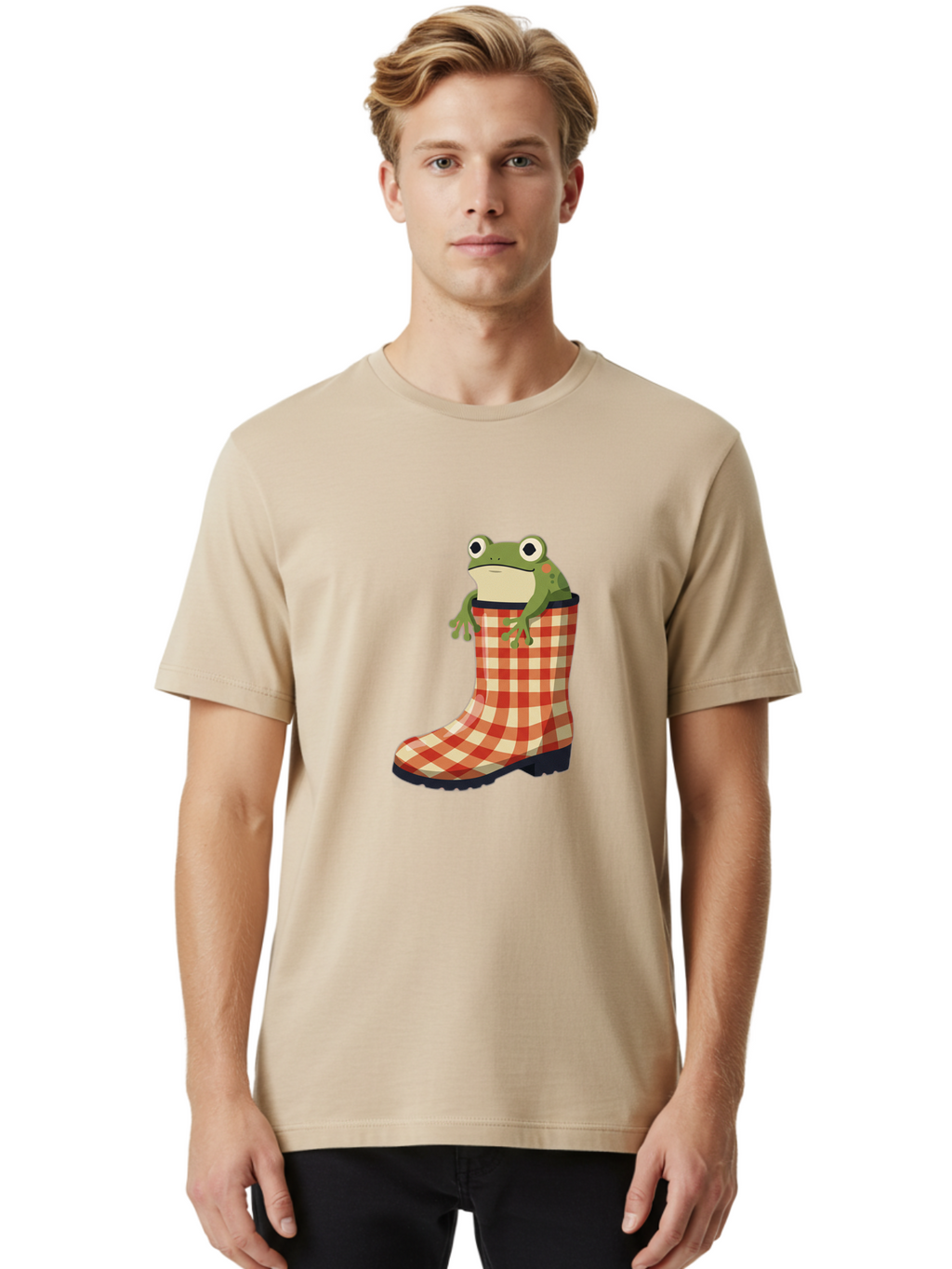 Gingham-Boot-Frog Men'S Graphic Tee, 100% Cotton, Comfortable Casual Summer Wear, Machine Washable, Vintage Camera, Old Camera, Antique Camera, Black Camera, Classic Photography, Photography Equipment, Nostalgic Device, Film Camera, Camera Art Bam544