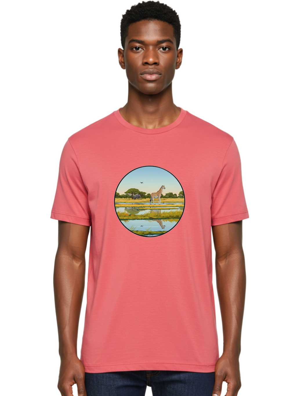 Giraffe-Scene Men'S Graphic Tee, 100% Cotton, Comfortable Casual Summer Wear, Machine Washable, Vintage Camera, Old Camera, Antique Camera, Black Camera, Classic Photography, Photography Equipment, Nostalgic Device, Film Camera, Camera Art Bam545
