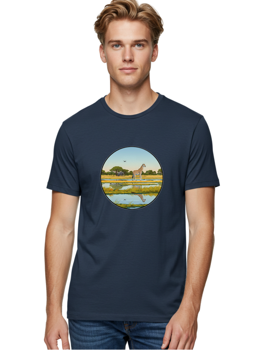 Giraffe-Scene Men'S Graphic Tee, 100% Cotton, Comfortable Casual Summer Wear, Machine Washable, Vintage Camera, Old Camera, Antique Camera, Black Camera, Classic Photography, Photography Equipment, Nostalgic Device, Film Camera, Camera Art Bam545