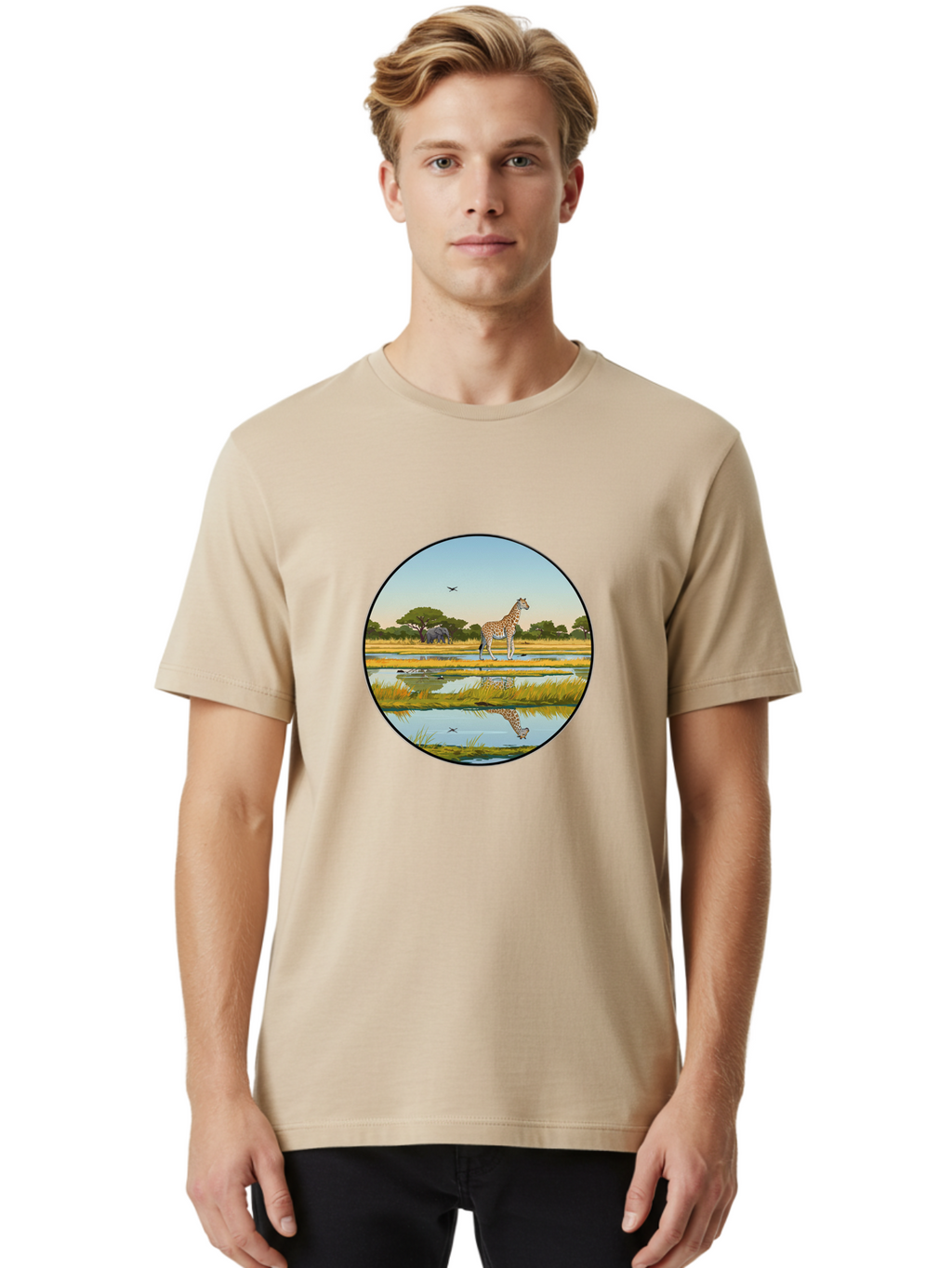 Giraffe-Scene Men'S Graphic Tee, 100% Cotton, Comfortable Casual Summer Wear, Machine Washable, Vintage Camera, Old Camera, Antique Camera, Black Camera, Classic Photography, Photography Equipment, Nostalgic Device, Film Camera, Camera Art Bam545