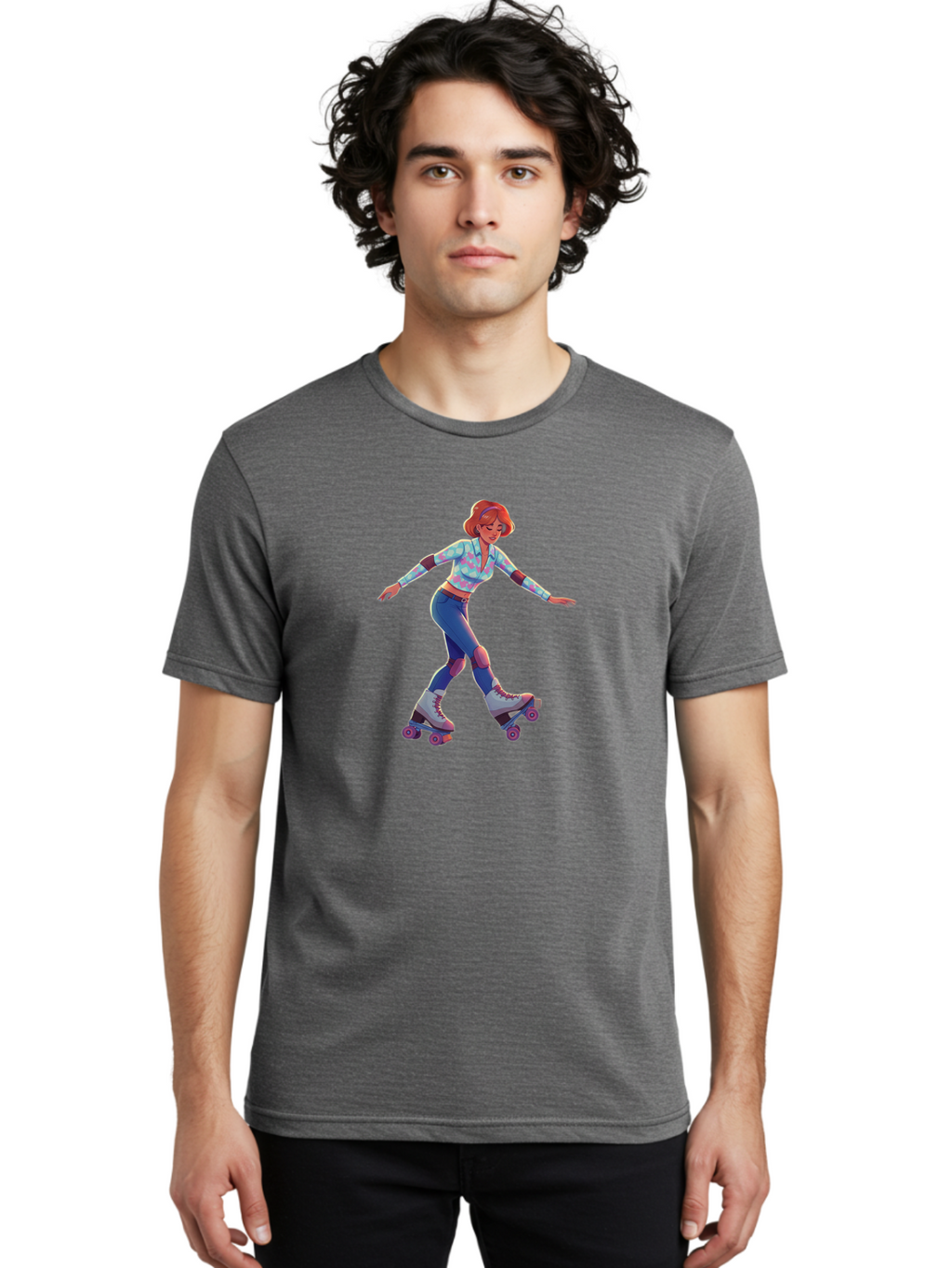 Girl-Roller-Skating Men'S Graphic Tee, 100% Cotton, Comfortable Casual Summer Wear, Machine Washable, Vintage Camera, Old Camera, Antique Camera, Black Camera, Classic Photography, Photography Equipment, Nostalgic Device, Film Camera, Bam546